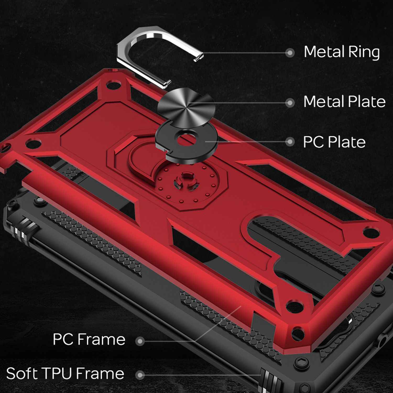 NALIA Ring Handy Hülle für Xiaomi Redmi 9, Schutz Cover mit 360° Finger Halter