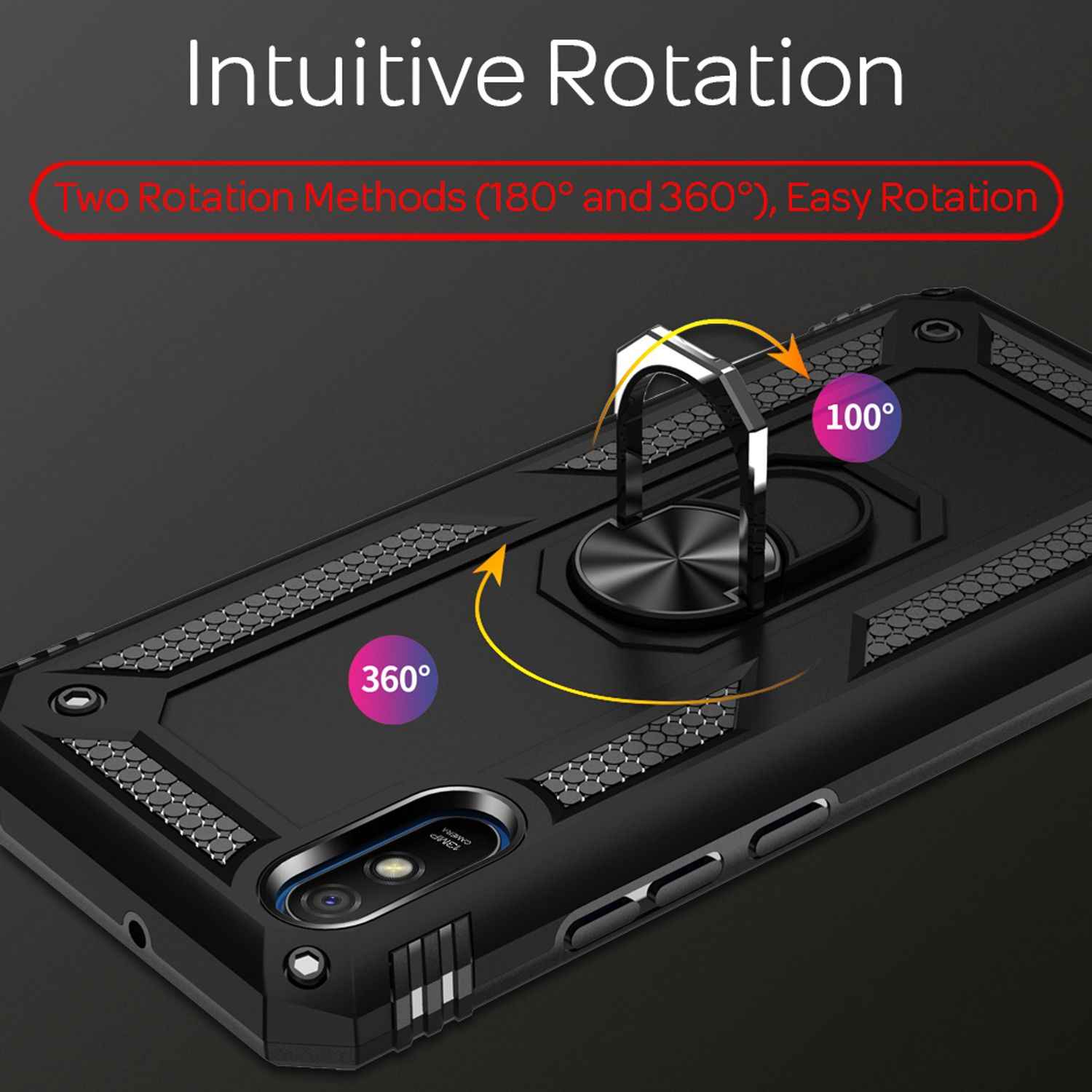 NALIA Ring Handy Hülle für Xiaomi Redmi 9A, Case für magnetische KFZ Halterung