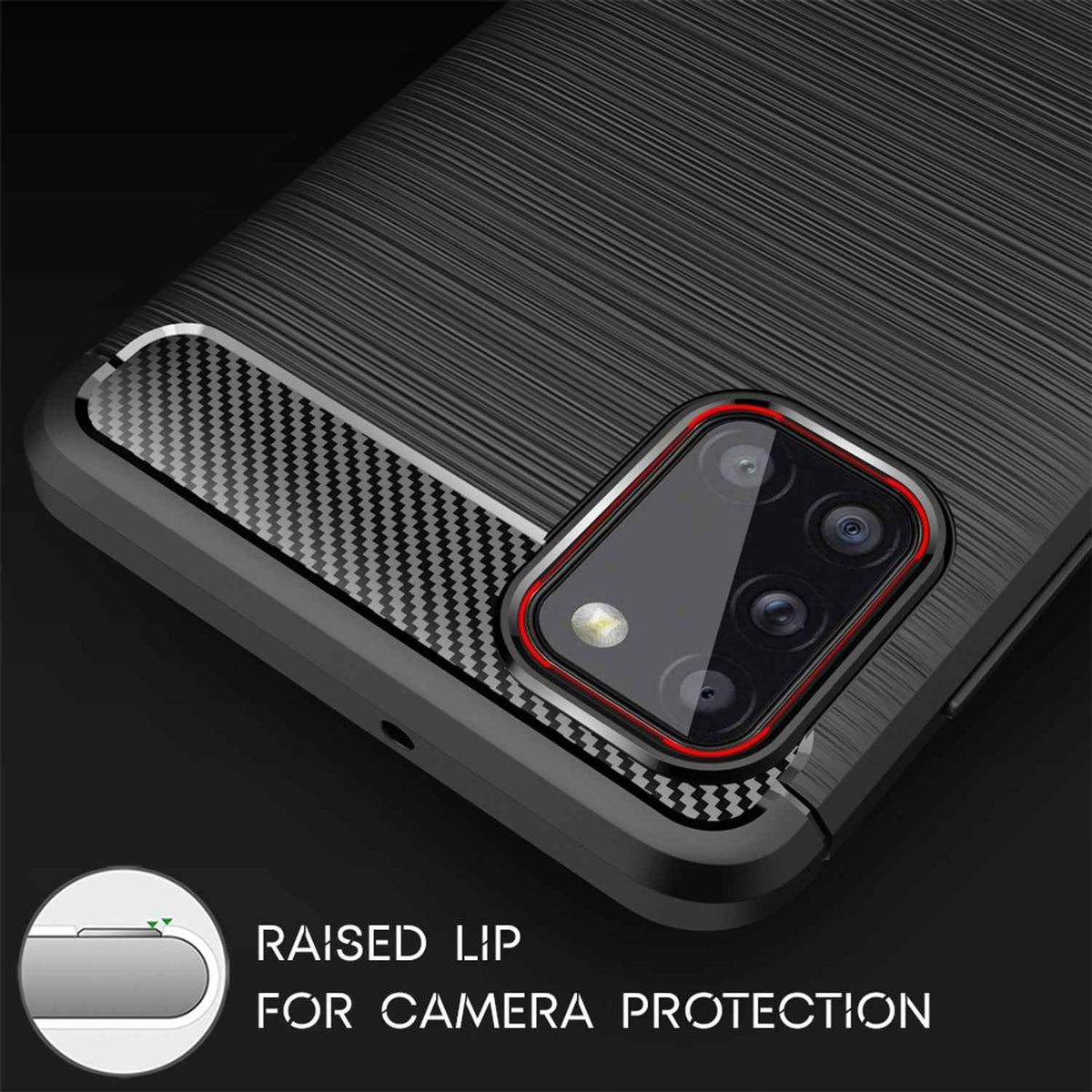 NALIA Design Handy Hülle für Samsung Galaxy A31, Carbon Look Cover Case Bumper