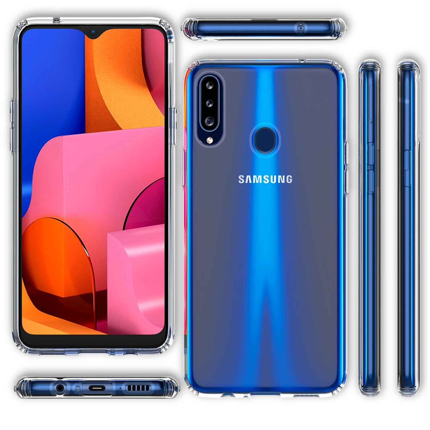 NALIA Klare Handy Hülle für Samsung Galaxy A20s, Clear Case Cover Schutz Tasche