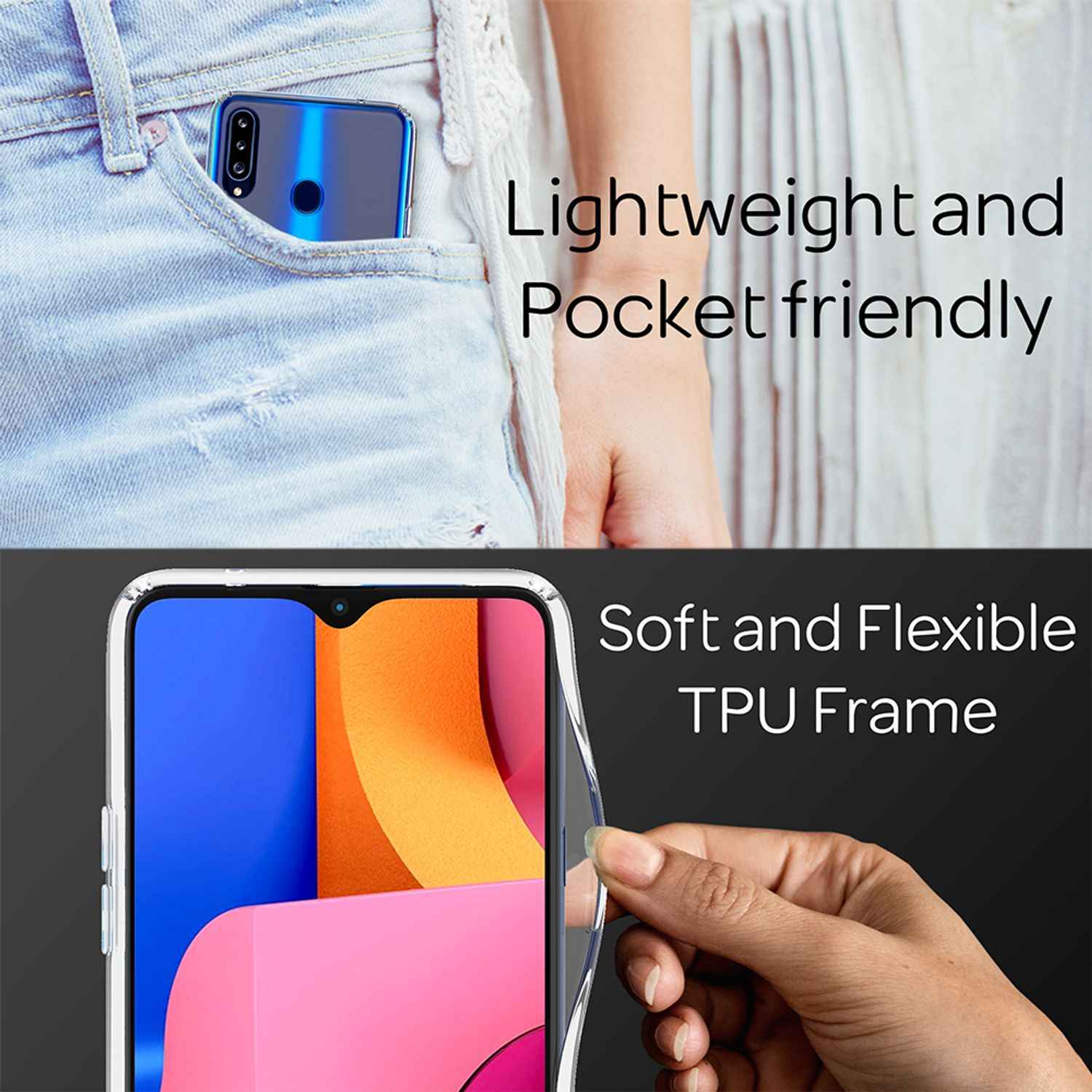 NALIA Klare Handy Hülle für Samsung Galaxy A20s, Clear Case Cover Schutz Tasche