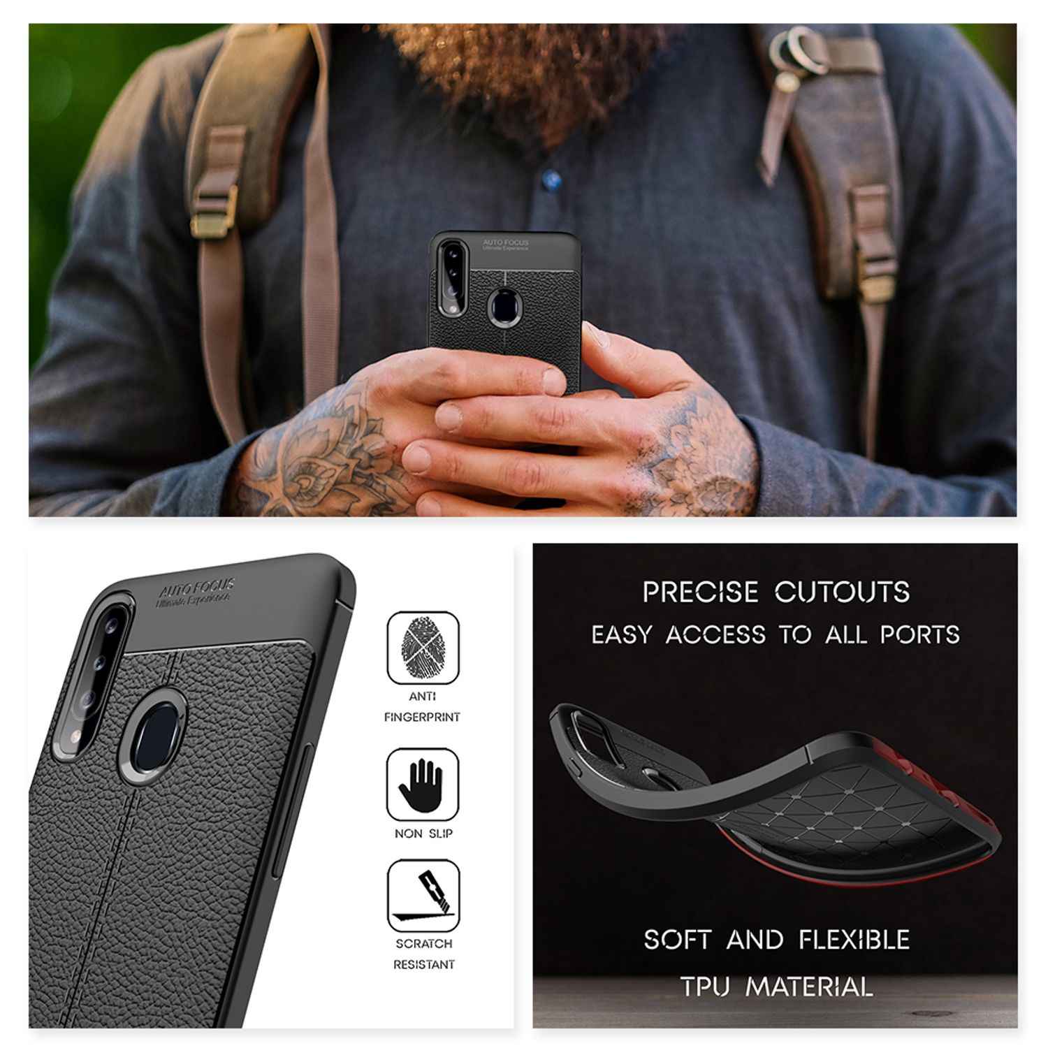 NALIA Design Handy Hülle für Samsung Galaxy A20s, Leder Look Case Cover Etui