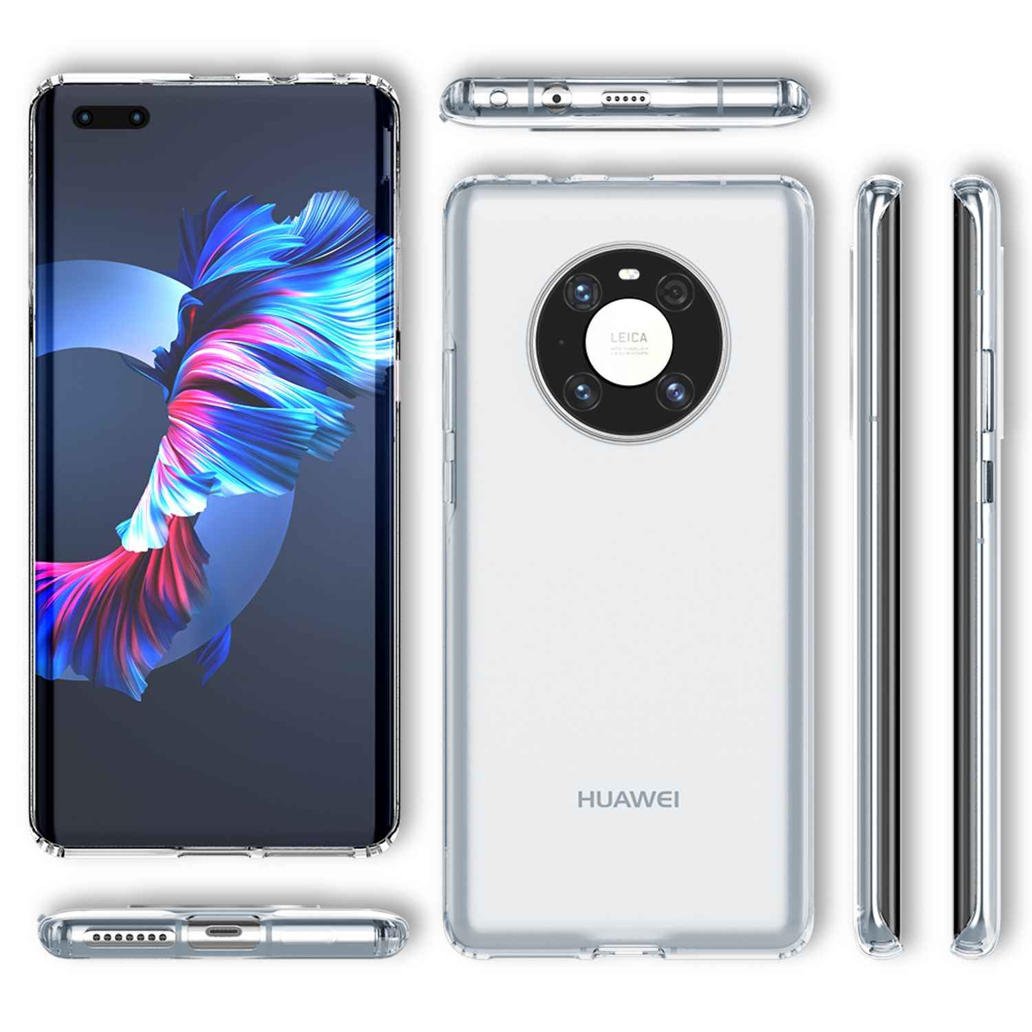 NALIA Klare Handy Hülle für Huawei Mate 40 Pro, Case Cover Schutz Tasche Bumper