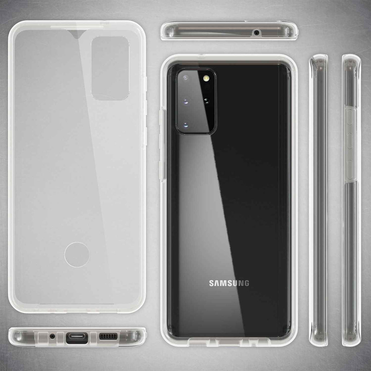 NALIA 360° Handy Hülle für Samsung Galaxy S20 Plus, Clear Case Schutz Cover Etui