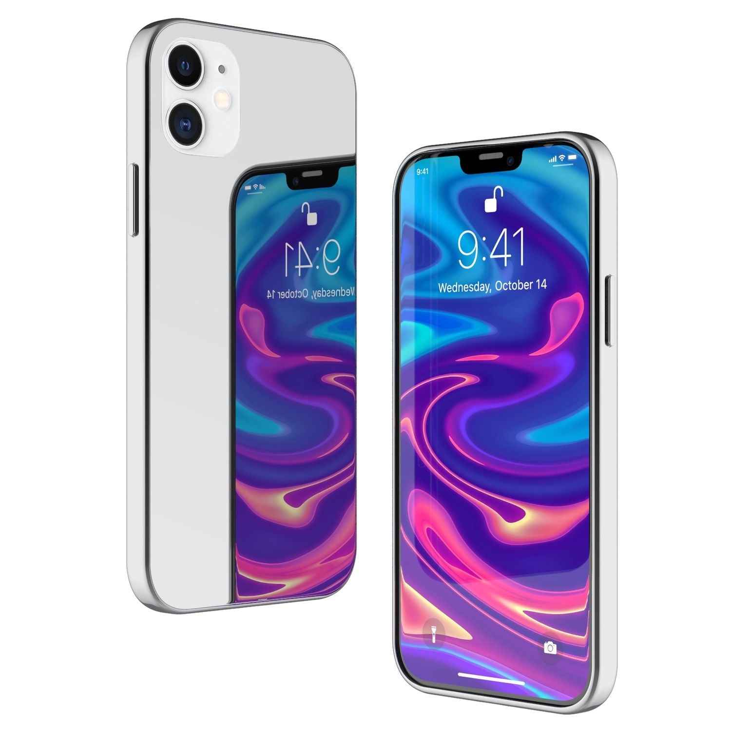 NALIA Spiegel Hartglas Hülle für iPhone 12 / iPhone 12 Pro, Mirror Cover Bumper