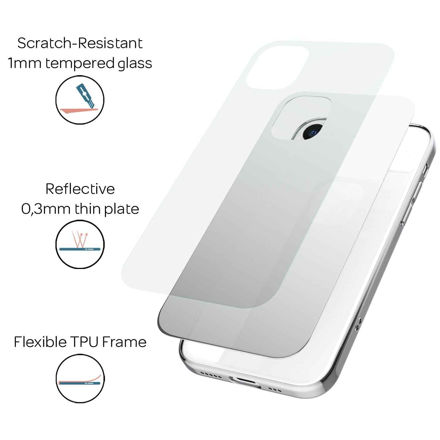 NALIA Spiegel Hartglas Hülle für iPhone 12 / iPhone 12 Pro, Mirror Cover Bumper