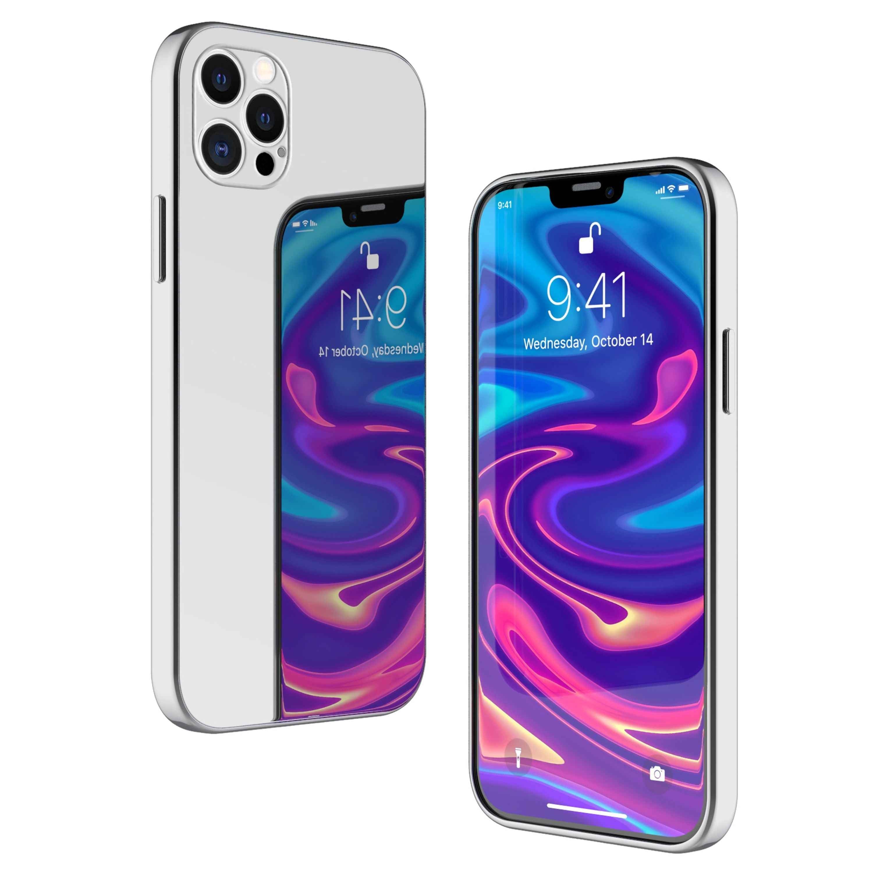 NALIA Spiegel Hartglas Hülle für iPhone 12 Pro Max, Mirror Hard-Case Bumper