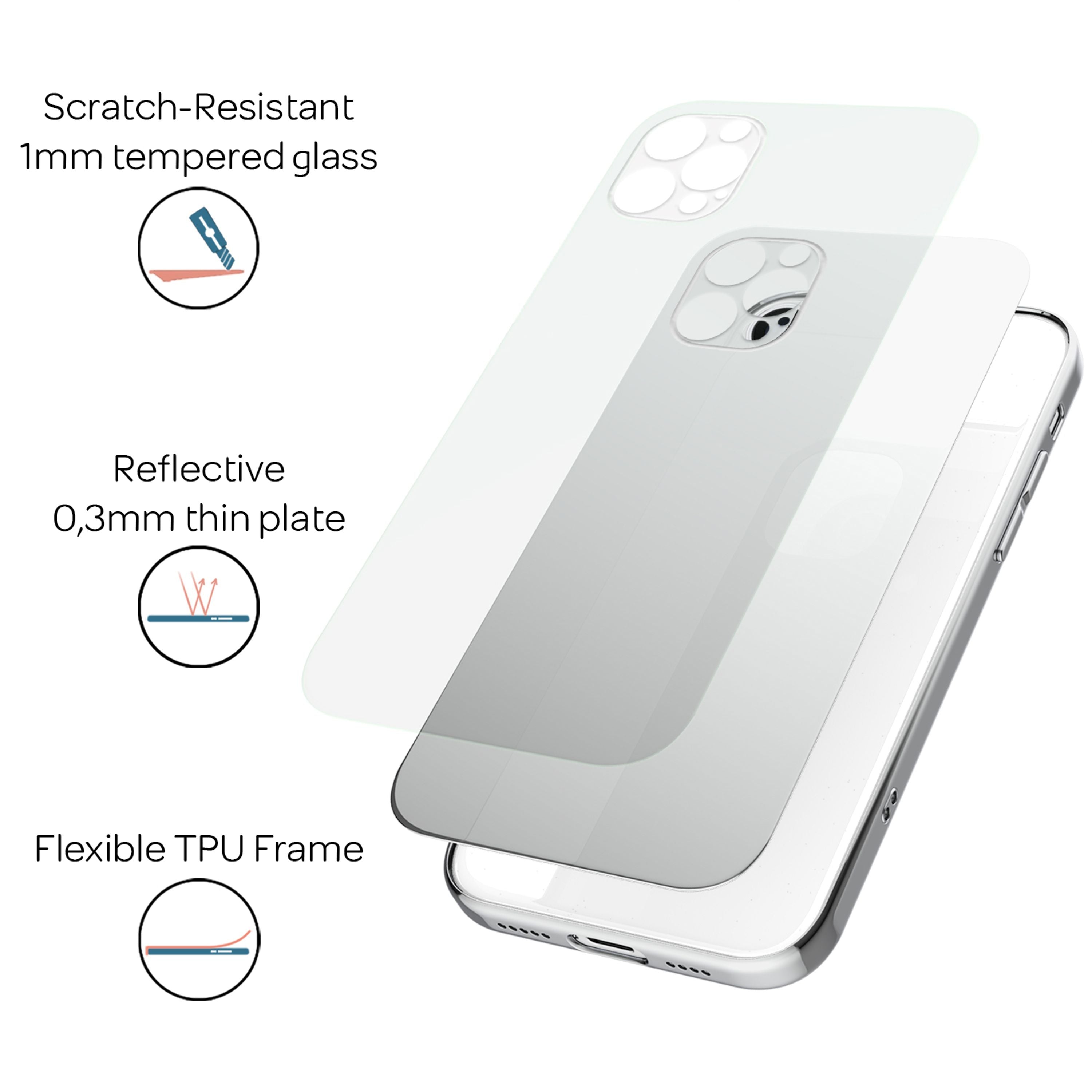 Smartphone-Hülle Spiegel-Hartglas für iPhone 12 Pro Max transparent