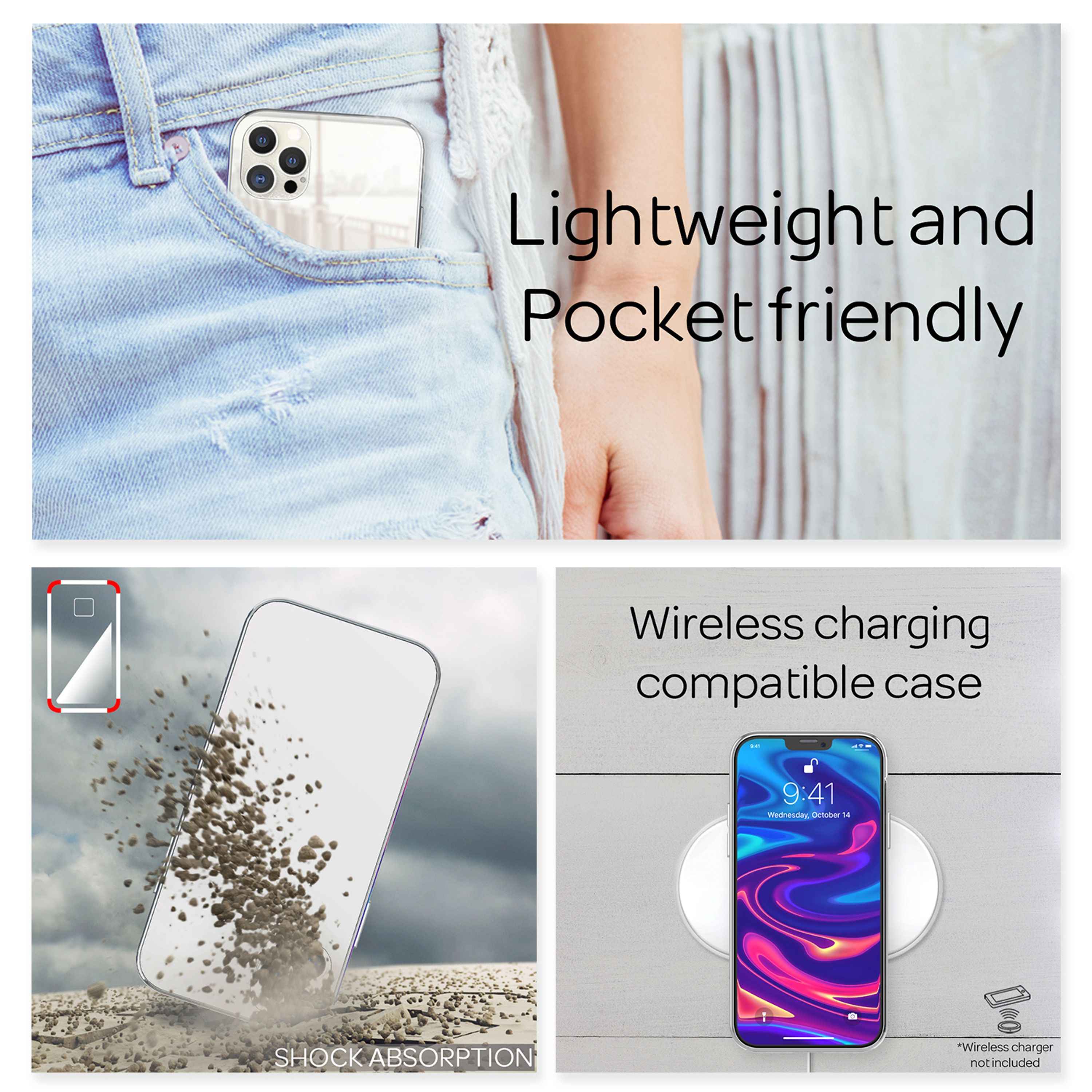 NALIA Spiegel Hartglas Hülle für iPhone 12 Pro Max, Mirror Hard-Case Bumper
