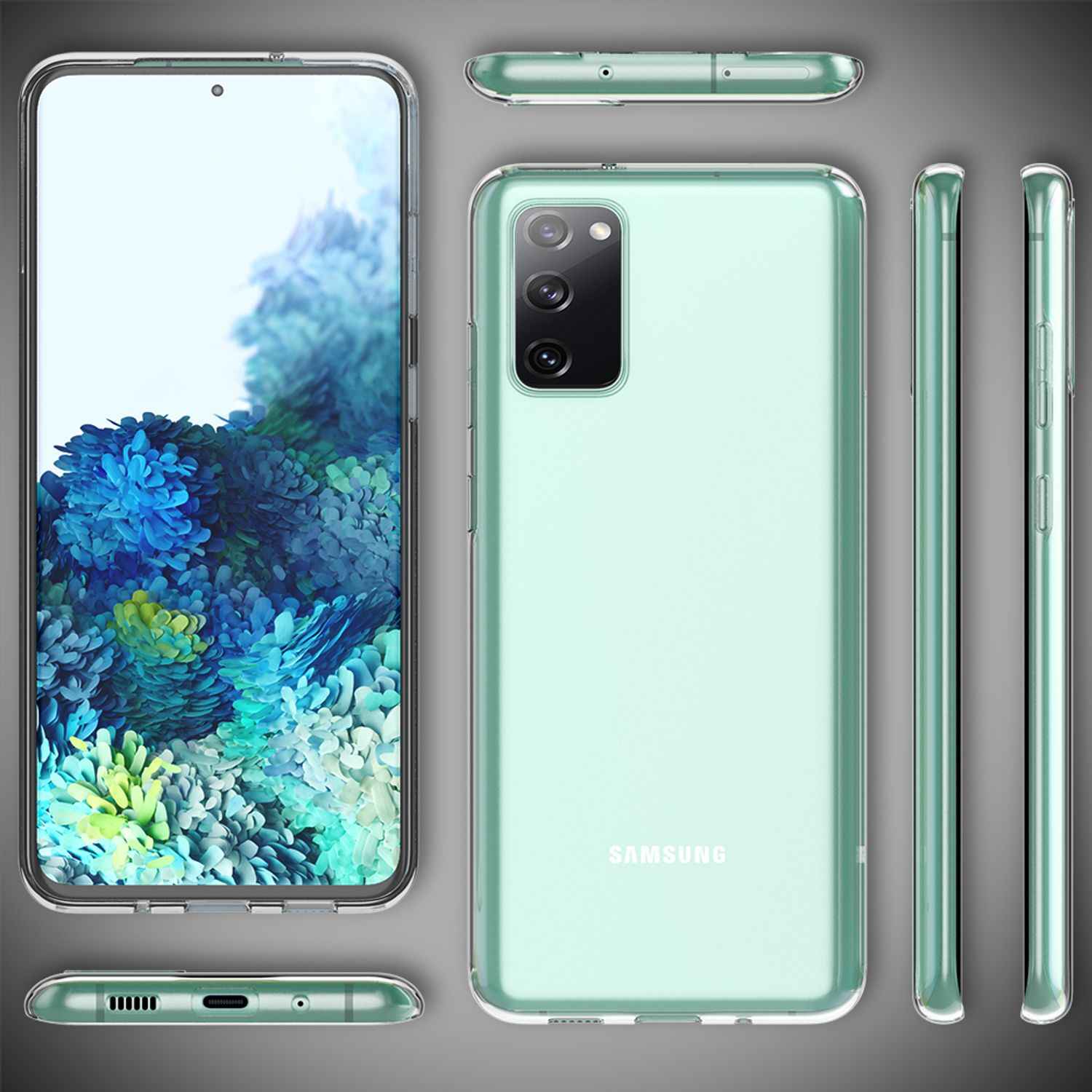 NALIA Handy Hülle für Samsung Galaxy S20 FE, Transparent Silikon Cover Case Etui