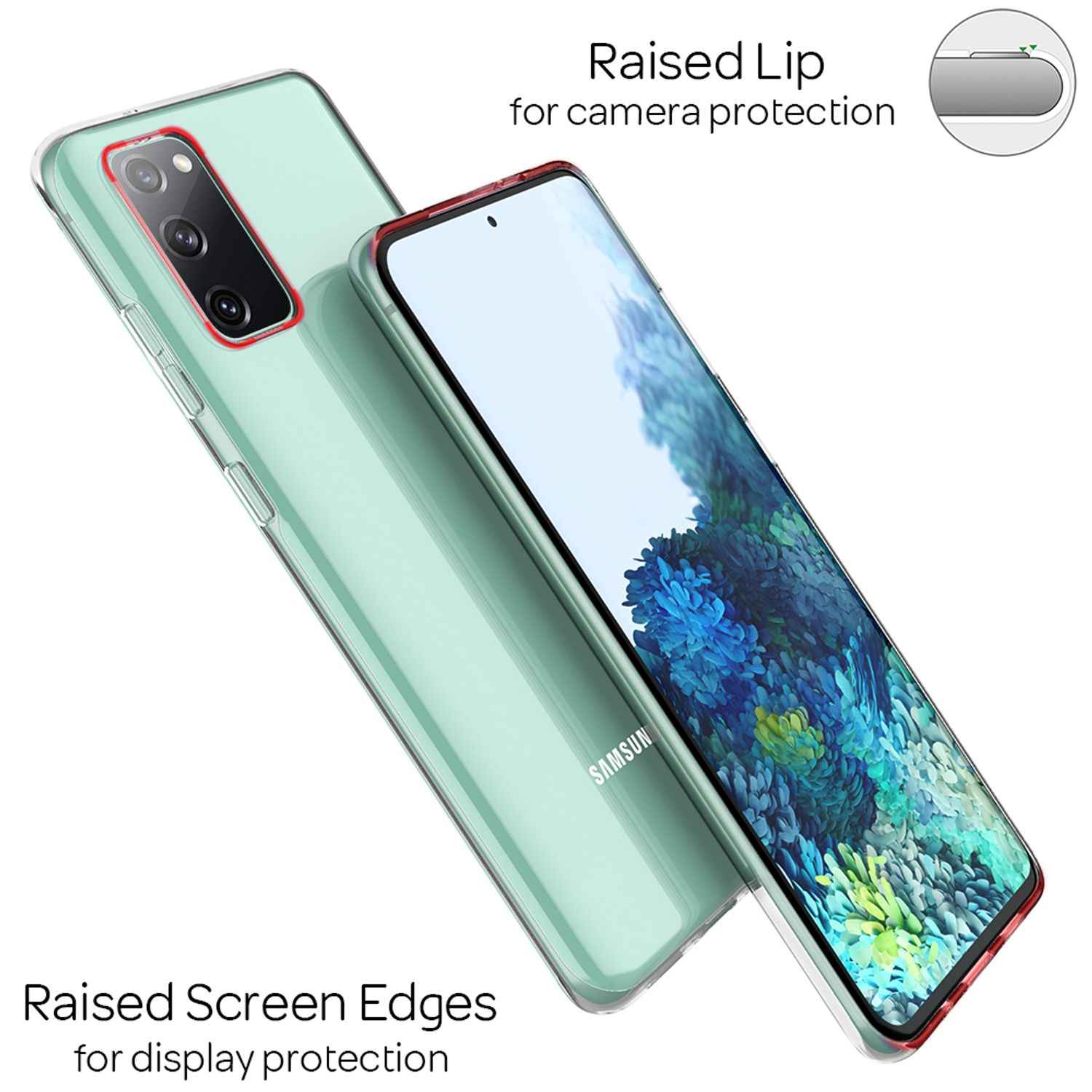 NALIA Handy Hülle für Samsung Galaxy S20 FE, Transparent Silikon Cover Case Etui