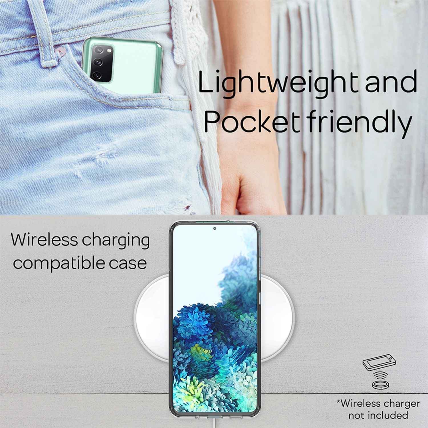 NALIA Handy Hülle für Samsung Galaxy S20 FE, Transparent Silikon Cover Case Etui