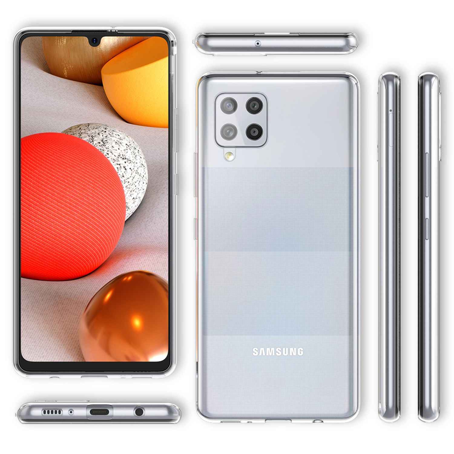 NALIA Klare Handy Hülle für Samsung Galaxy A42 5G, Slim Case Schutz Tasche Cover