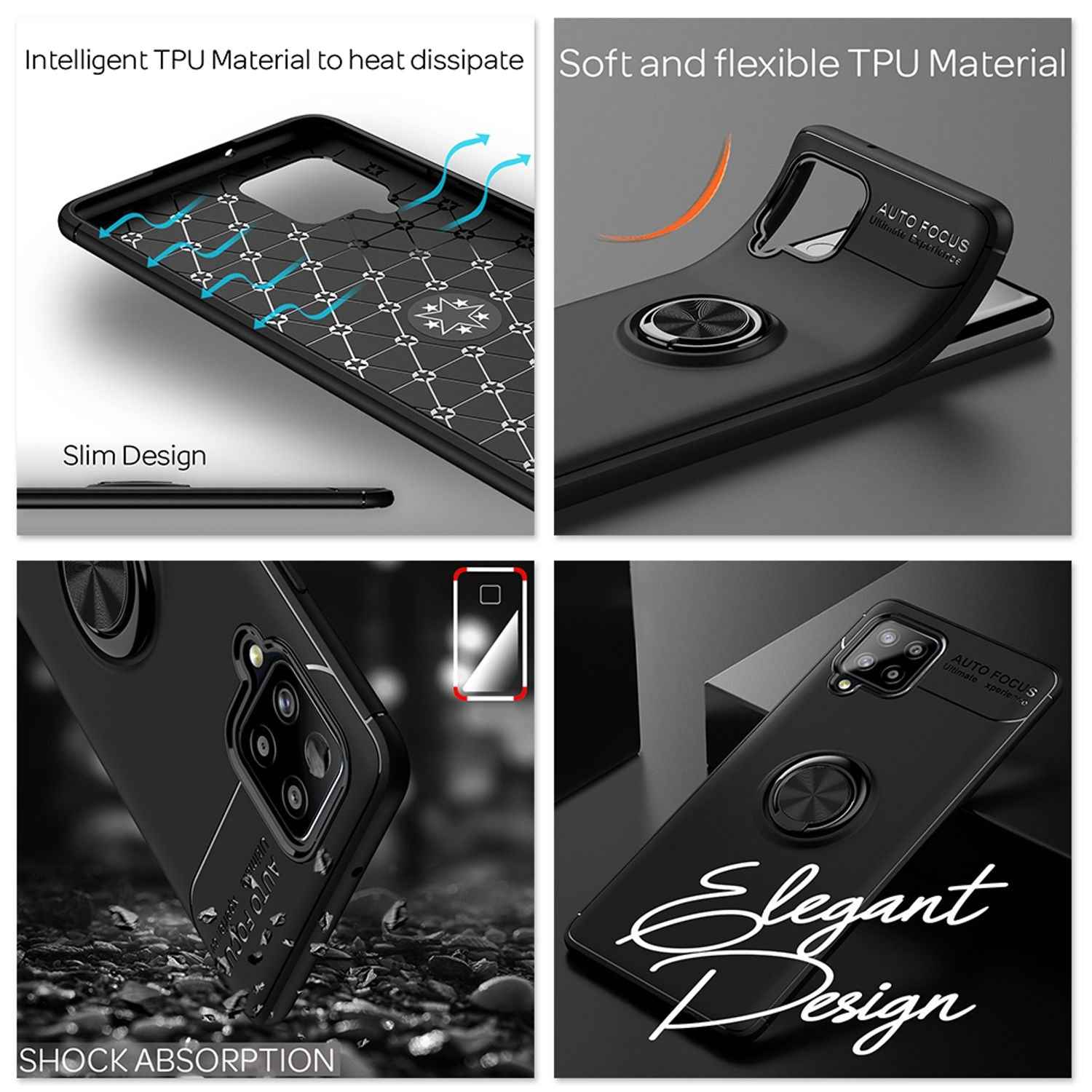 NALIA Ring Handyhülle für Samsung Galaxy A42 5G, Handy Cover Schutz Tasche Etui Case