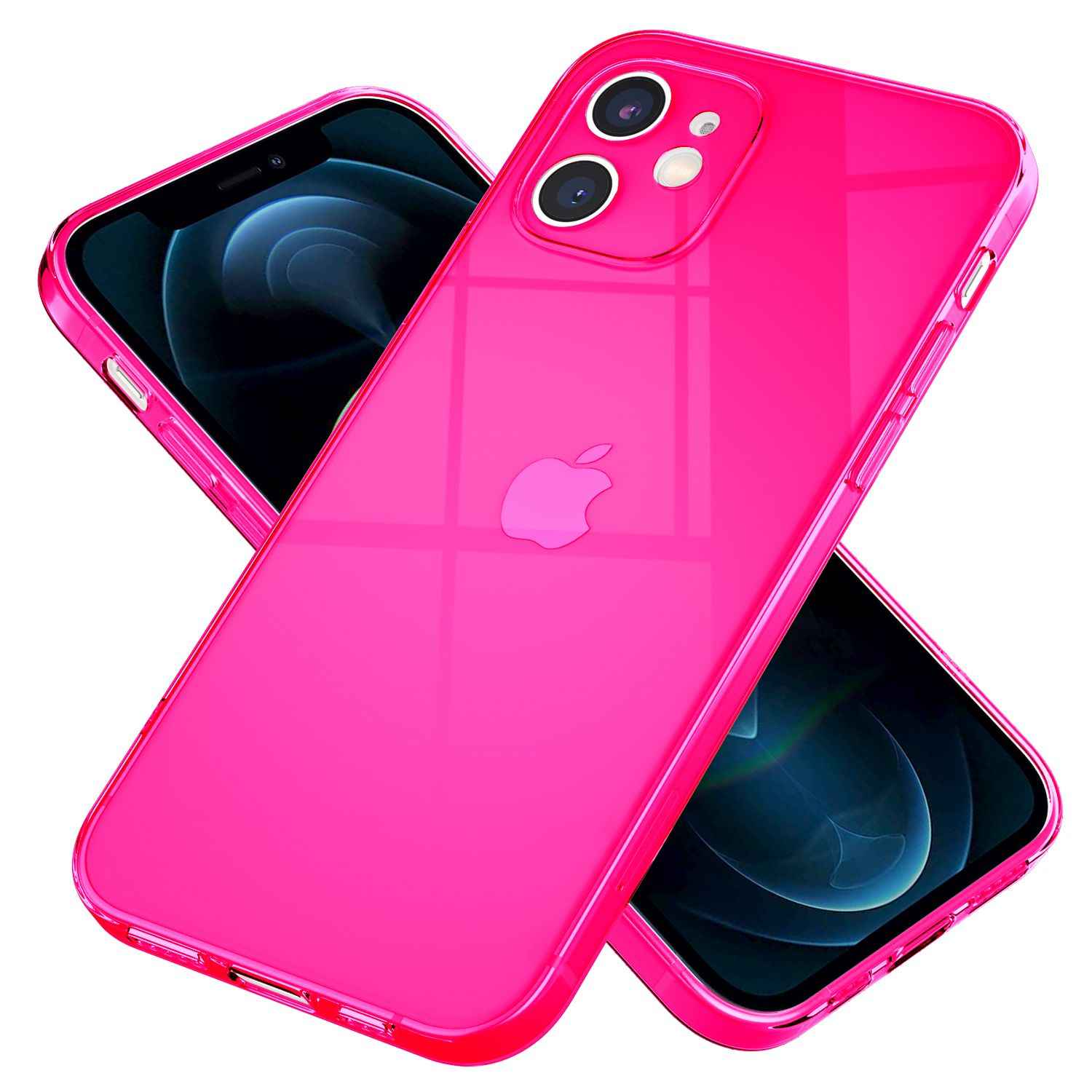 NALIA Klare Neon Handy Hülle für iPhone 12 Mini, Bunt Durchsichtig Cover Case