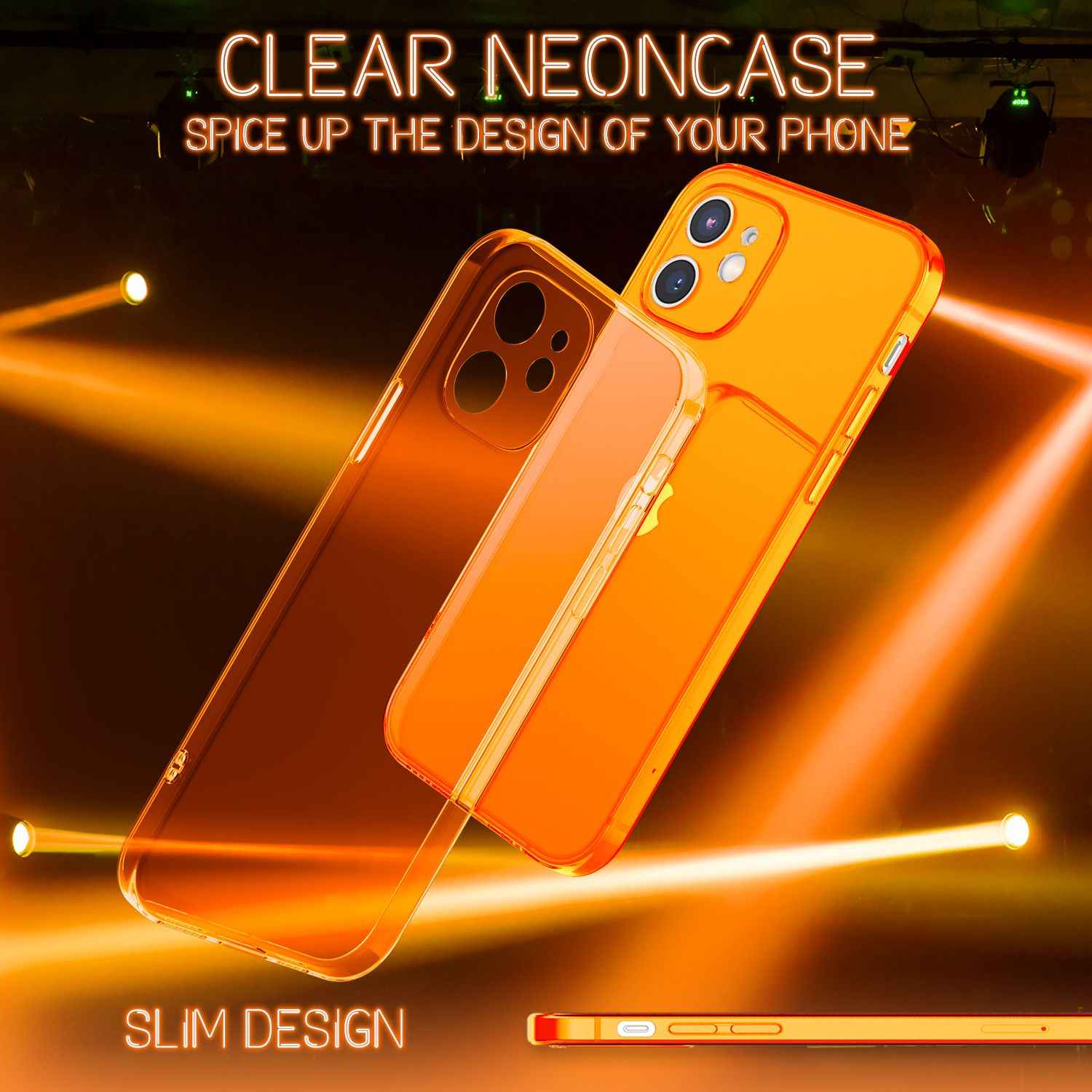 NALIA Klare Neon Handy Hülle für iPhone 12 Mini, Bunt Durchsichtig Cover Case