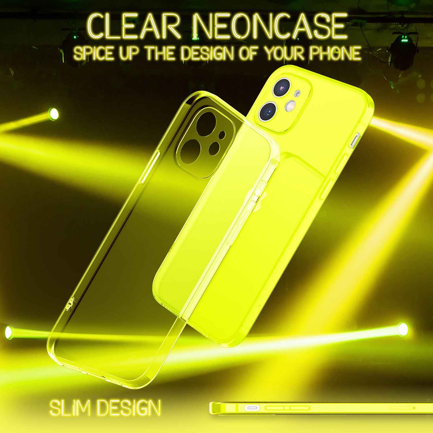 NALIA Klare Neon Handy Hülle für iPhone 12 Mini, Bunt Durchsichtig Cover Case