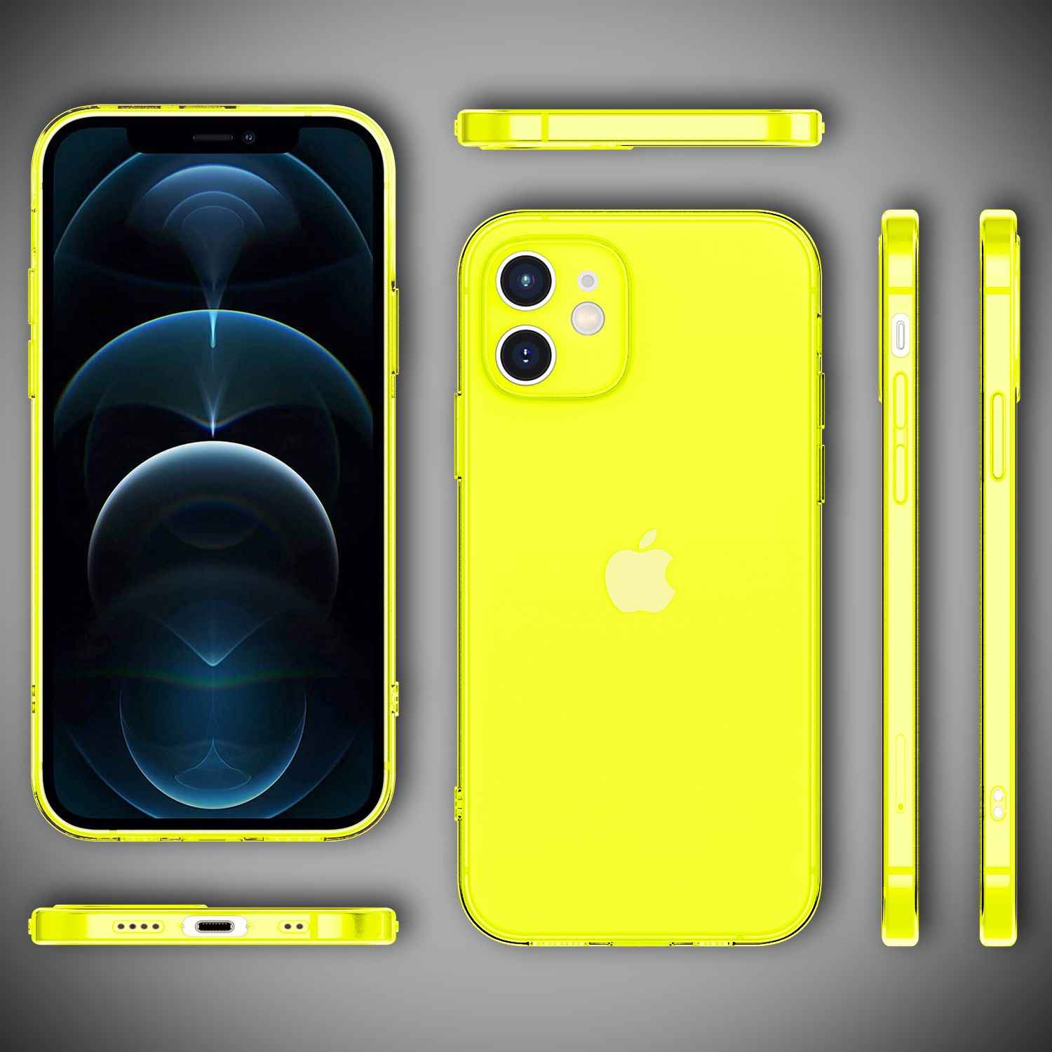 NALIA Klare Neon Handy Hülle für iPhone 12 Mini, Bunt Durchsichtig Cover Case