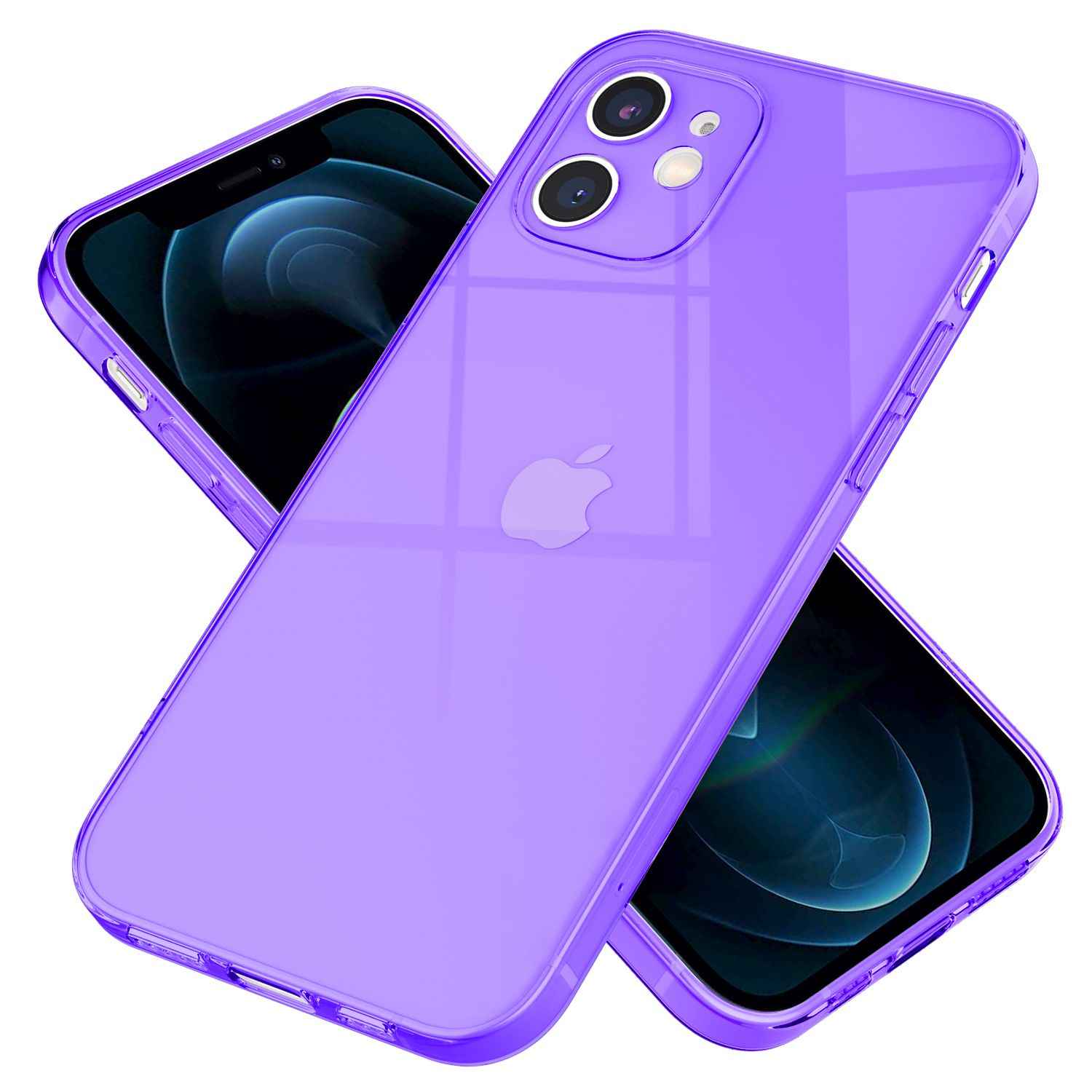 NALIA Klare Neon Handy Hülle für iPhone 12, Bunt Durchsichtig Schutz Case Cover