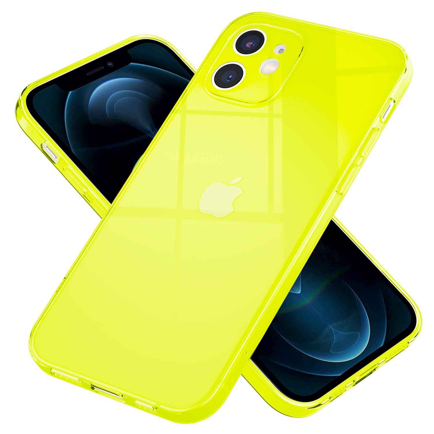 NALIA Klare Neon Handy Hülle für iPhone 12, Bunt Durchsichtig Schutz Case Cover