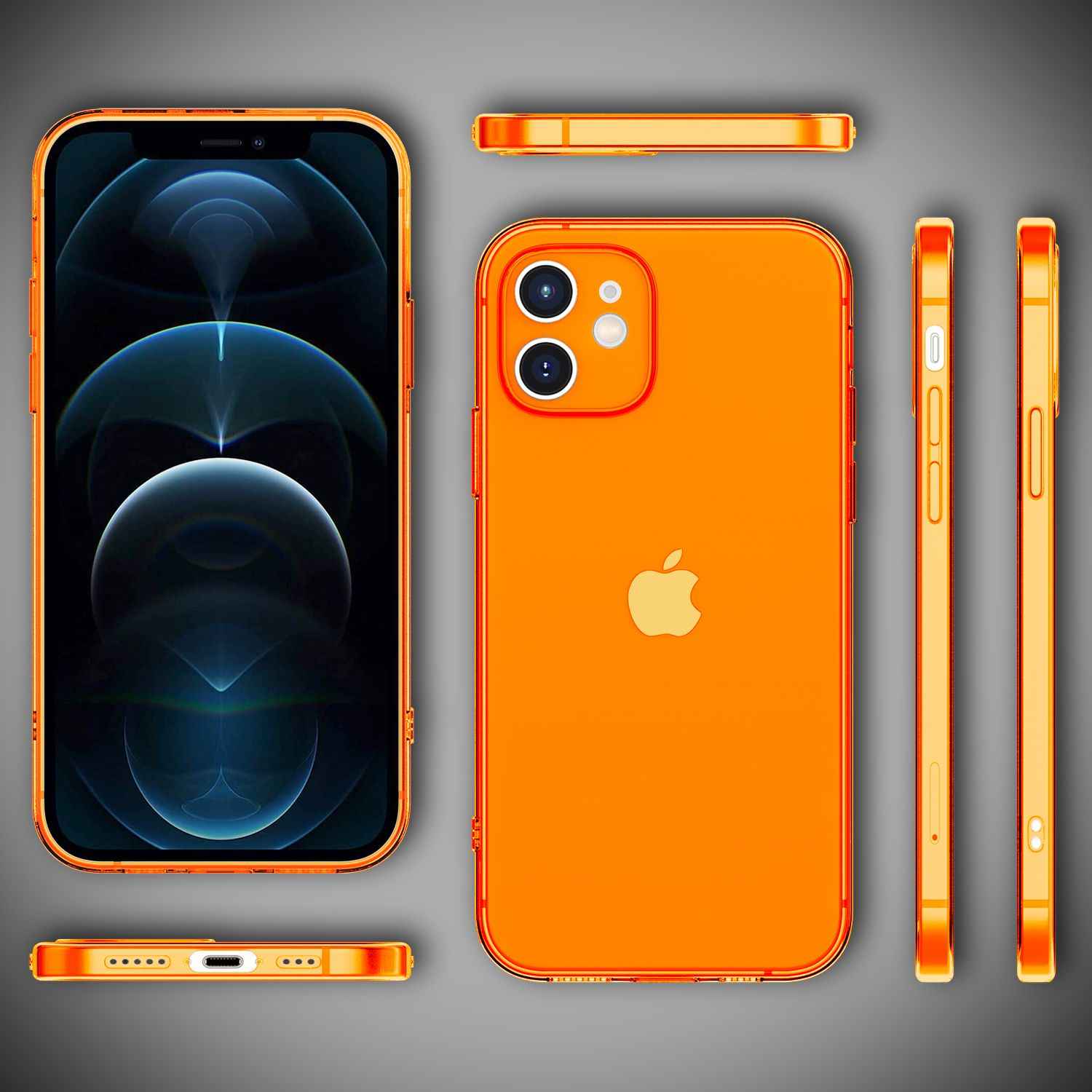 NALIA Klare Neon Handy Hülle für iPhone 12, Bunt Durchsichtig Schutz Case Cover