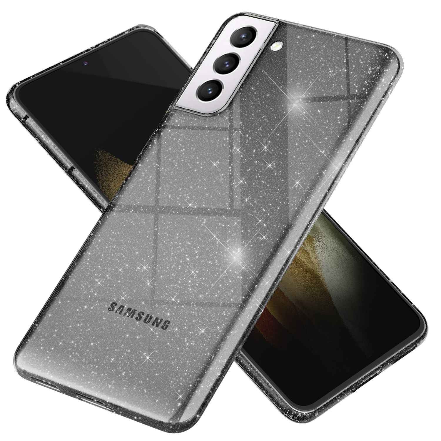 NALIA Glitzer Handy Hülle für Samsung Galaxy S21 Plus, Glitzer Handyhülle Cover Schutz