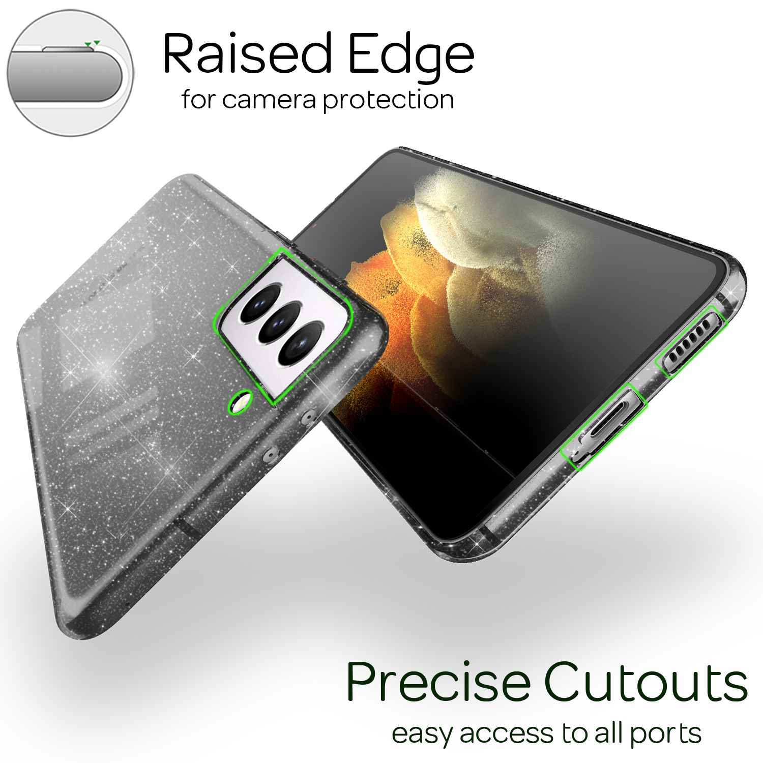 NALIA Glitzer Handy Hülle für Samsung Galaxy S21 Plus, Glitzer Handyhülle Cover Schutz