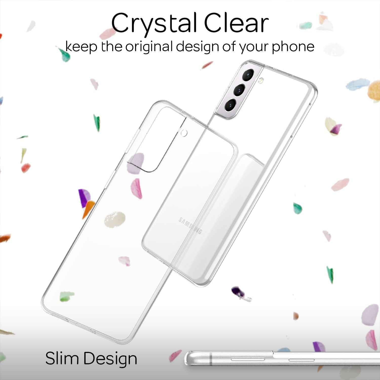 NALIA Handy Hülle für Samsung Galaxy S21, Durchsichtiger Silikon Schutz Bumper