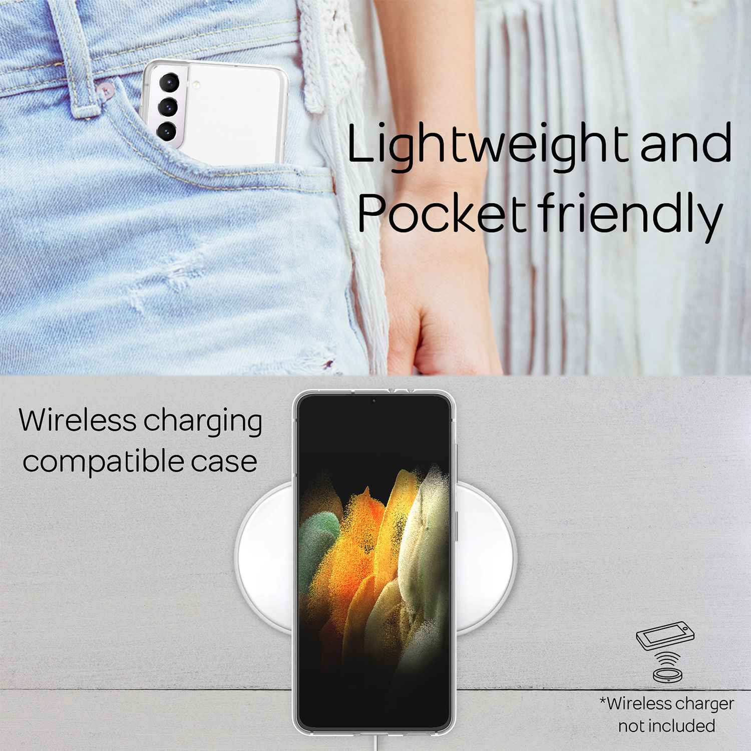 NALIA Handy Hülle für Samsung Galaxy S21, Durchsichtiger Silikon Schutz Bumper