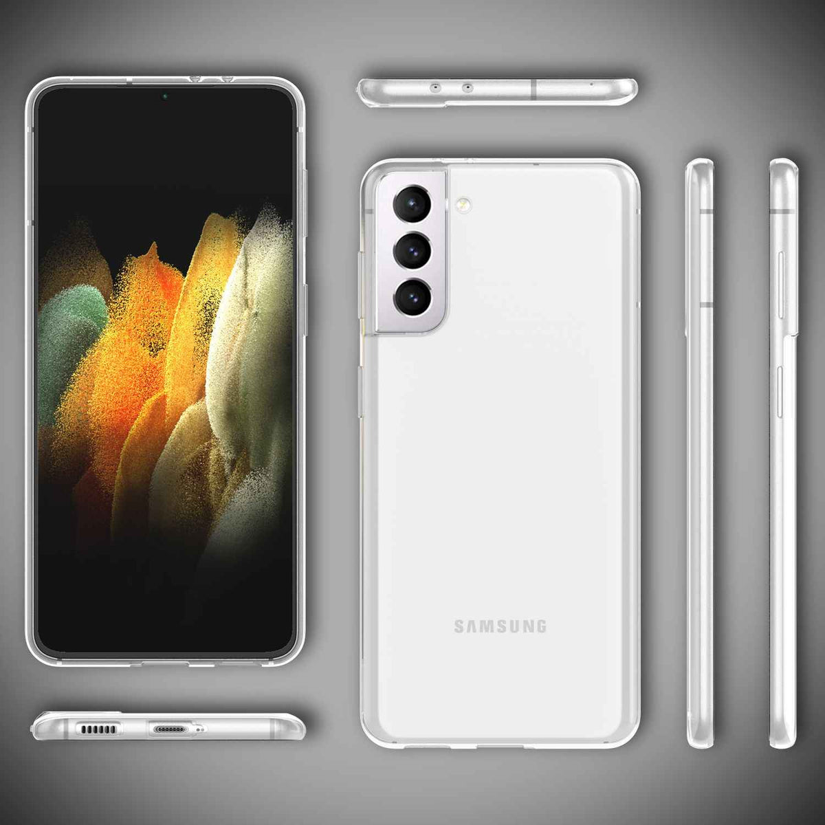 NALIA Handy Hülle für Samsung Galaxy S21, Durchsichtiger Silikon Schutz Bumper