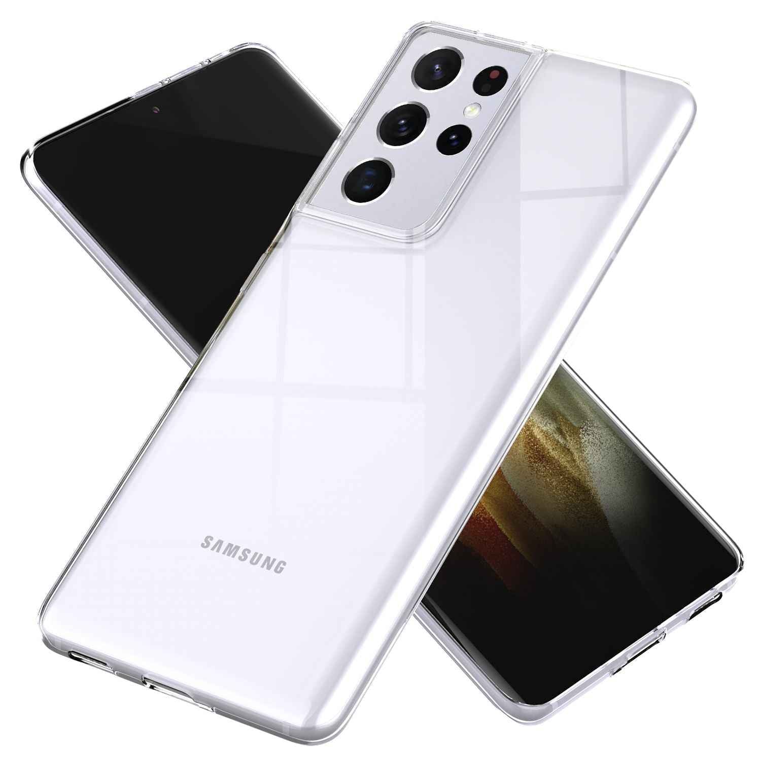 NALIA Handy Hülle für Samsung Galaxy S21 Ultra, Durchsichtig Silikon Schutz Etui