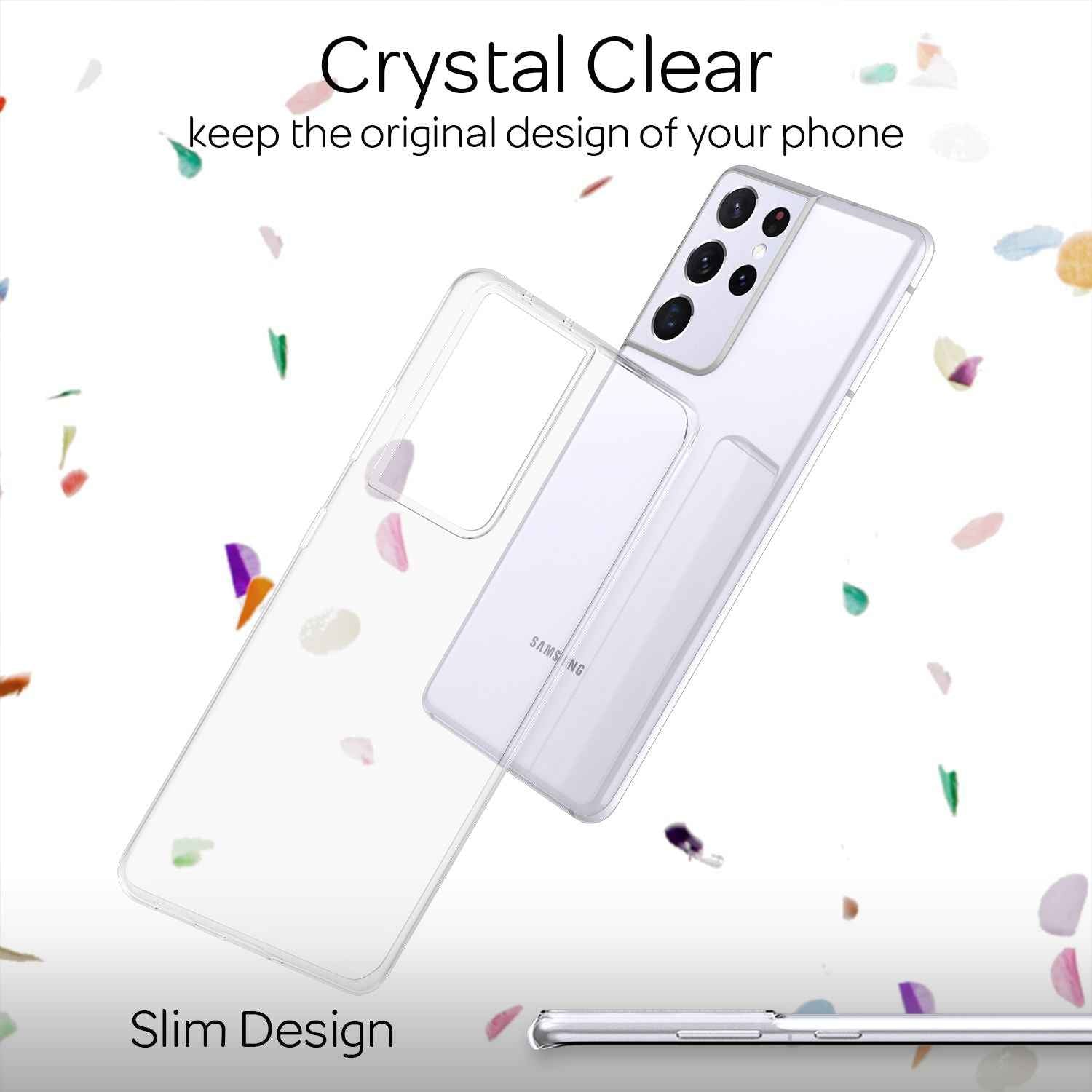 NALIA Handy Hülle für Samsung Galaxy S21 Ultra, Durchsichtig Silikon Schutz Etui