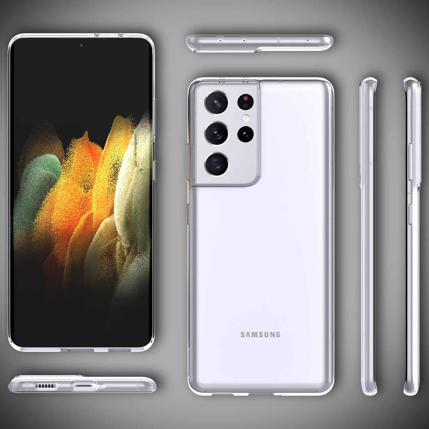 NALIA Handy Hülle für Samsung Galaxy S21 Ultra, Durchsichtig Silikon Schutz Etui