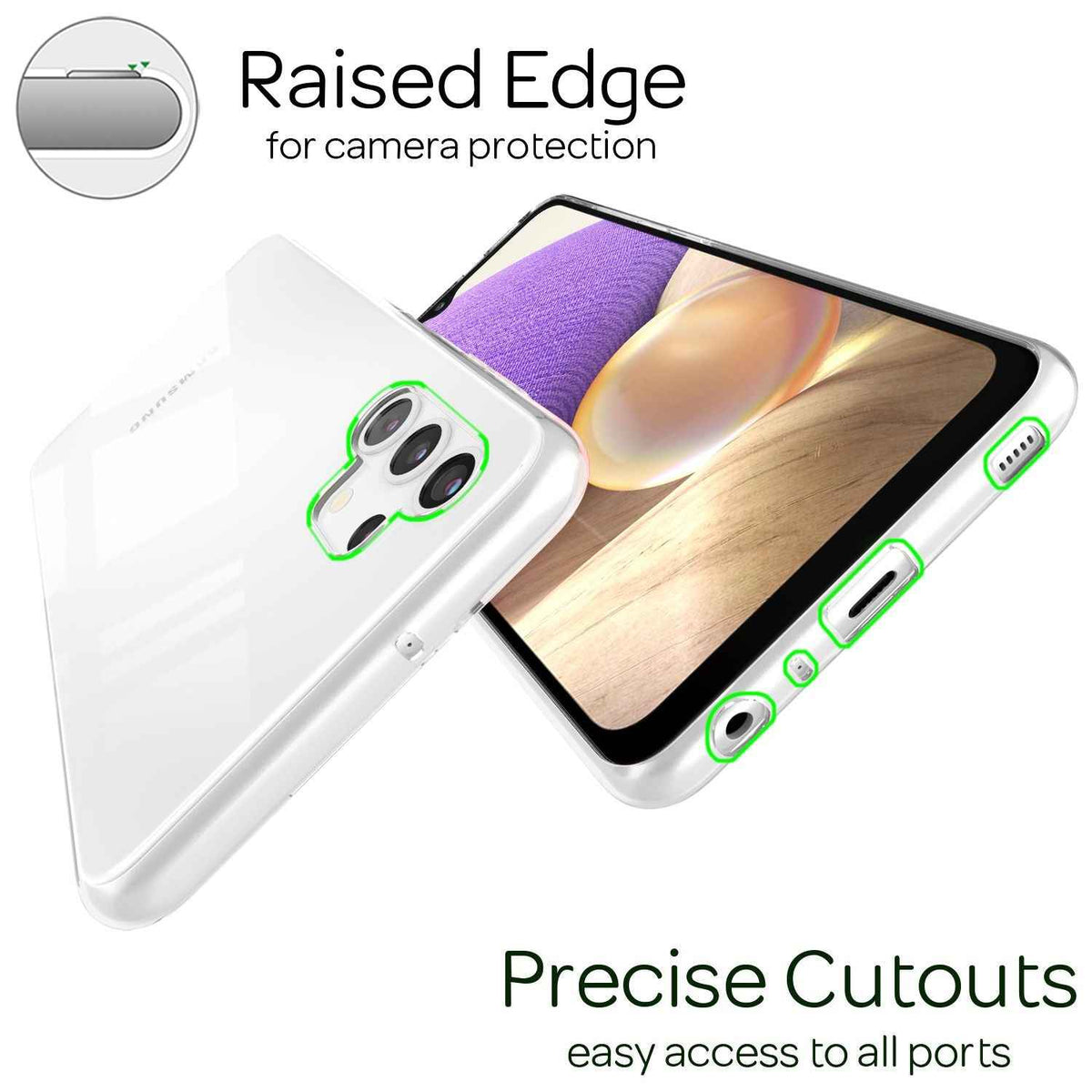 NALIA Handy Hülle für Samsung Galaxy A32 5G, Durchsichtig Cover Schutz Case Etui