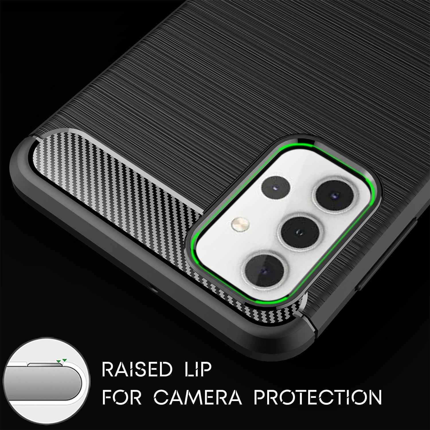 NALIA Design Handy Hülle für Samsung Galaxy A32 5G, Carbon Look Case Cover Bumper