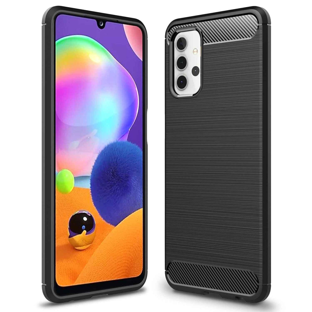 NALIA Design Handy Hülle für Samsung Galaxy A32 5G, Carbon Look Case Cover Bumper