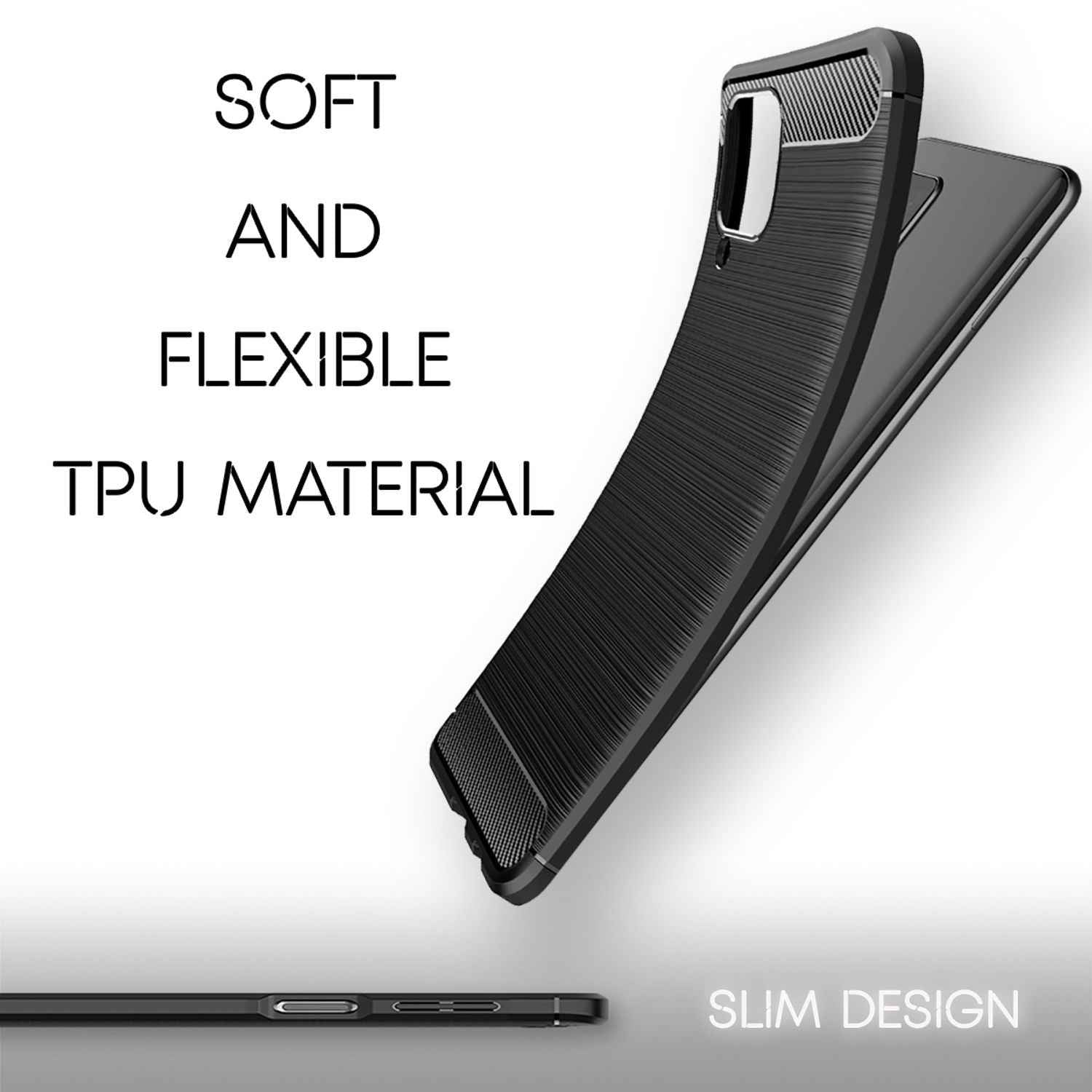 NALIA Design Handy Hülle für Samsung Galaxy A12, Carbon Look Case Cover Bumper
