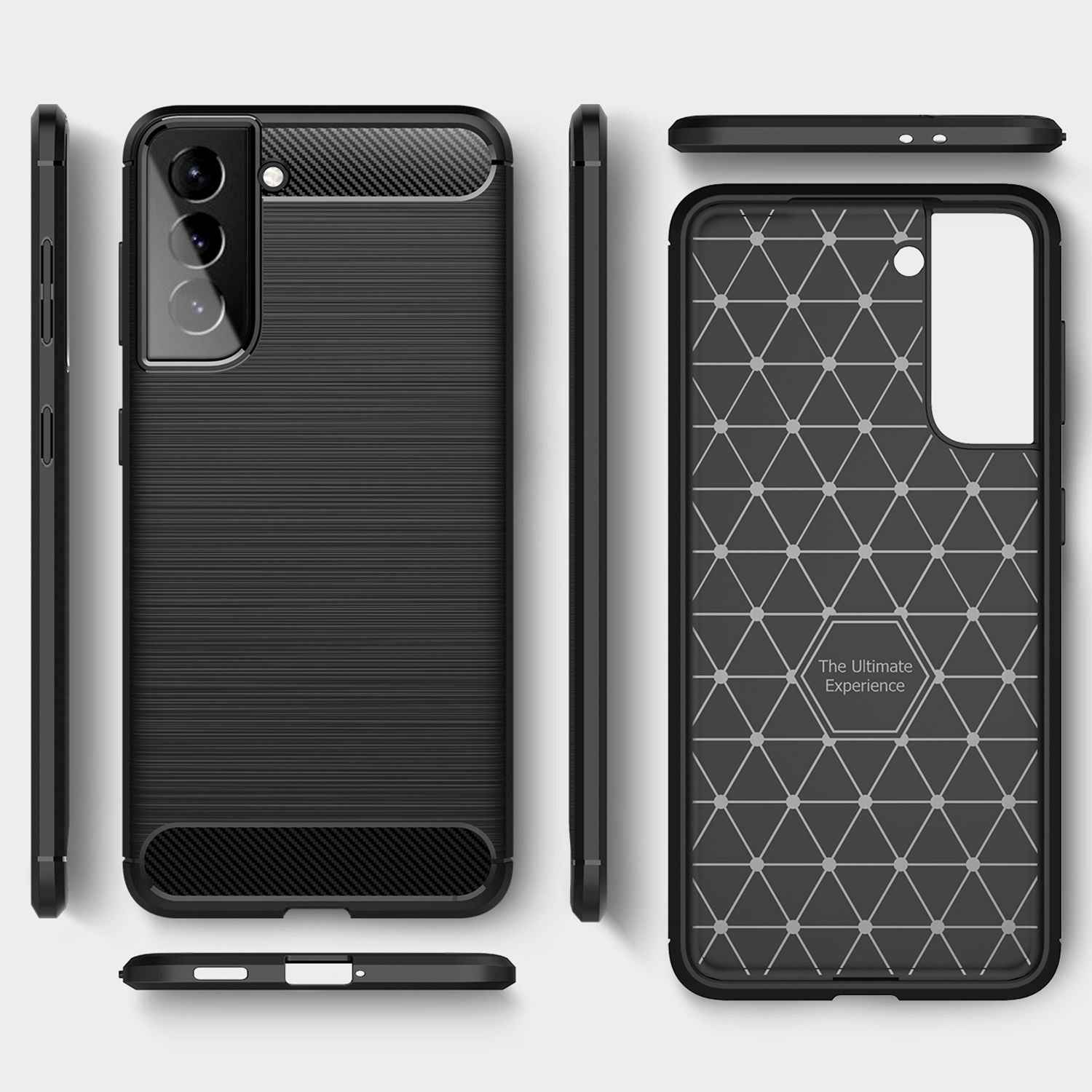 NALIA Design Handy Hülle für Samsung Galaxy S21 Plus, Carbon Look Case Cover