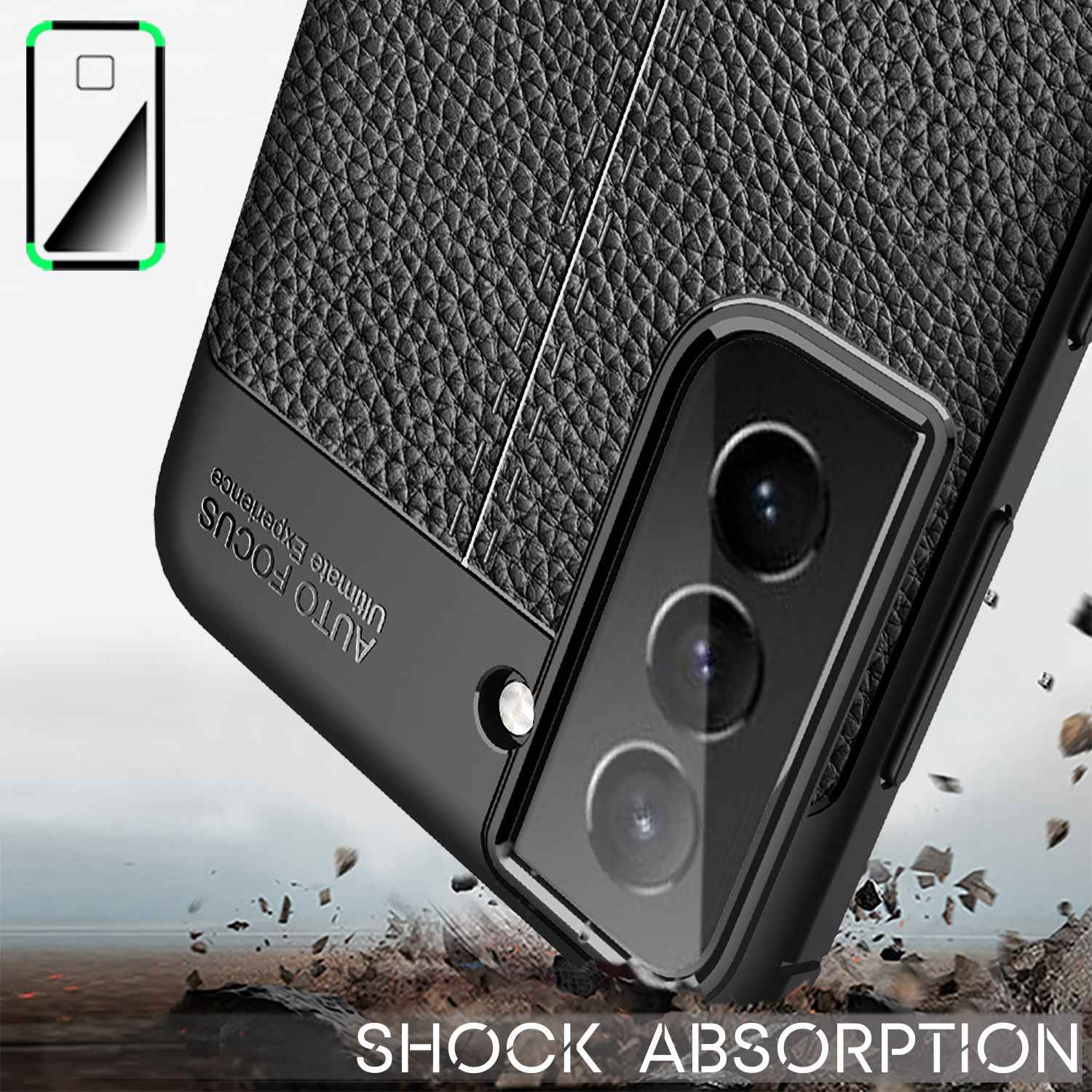 NALIA Design Handy Hülle für Samsung Galaxy S21, Leder Look Case Cover Slim Etui