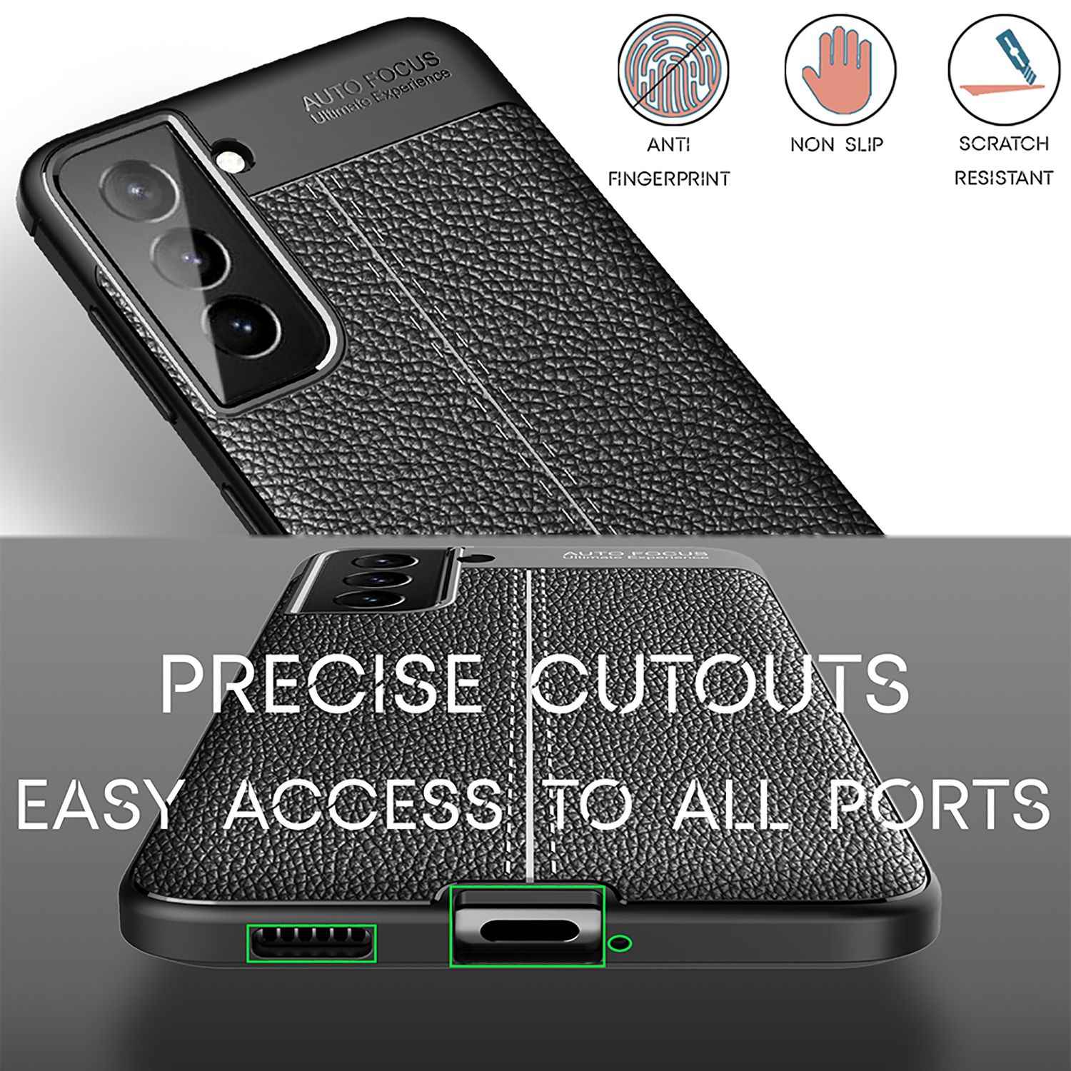NALIA Design Handy Hülle für Samsung Galaxy S21, Leder Look Case Cover Slim Etui