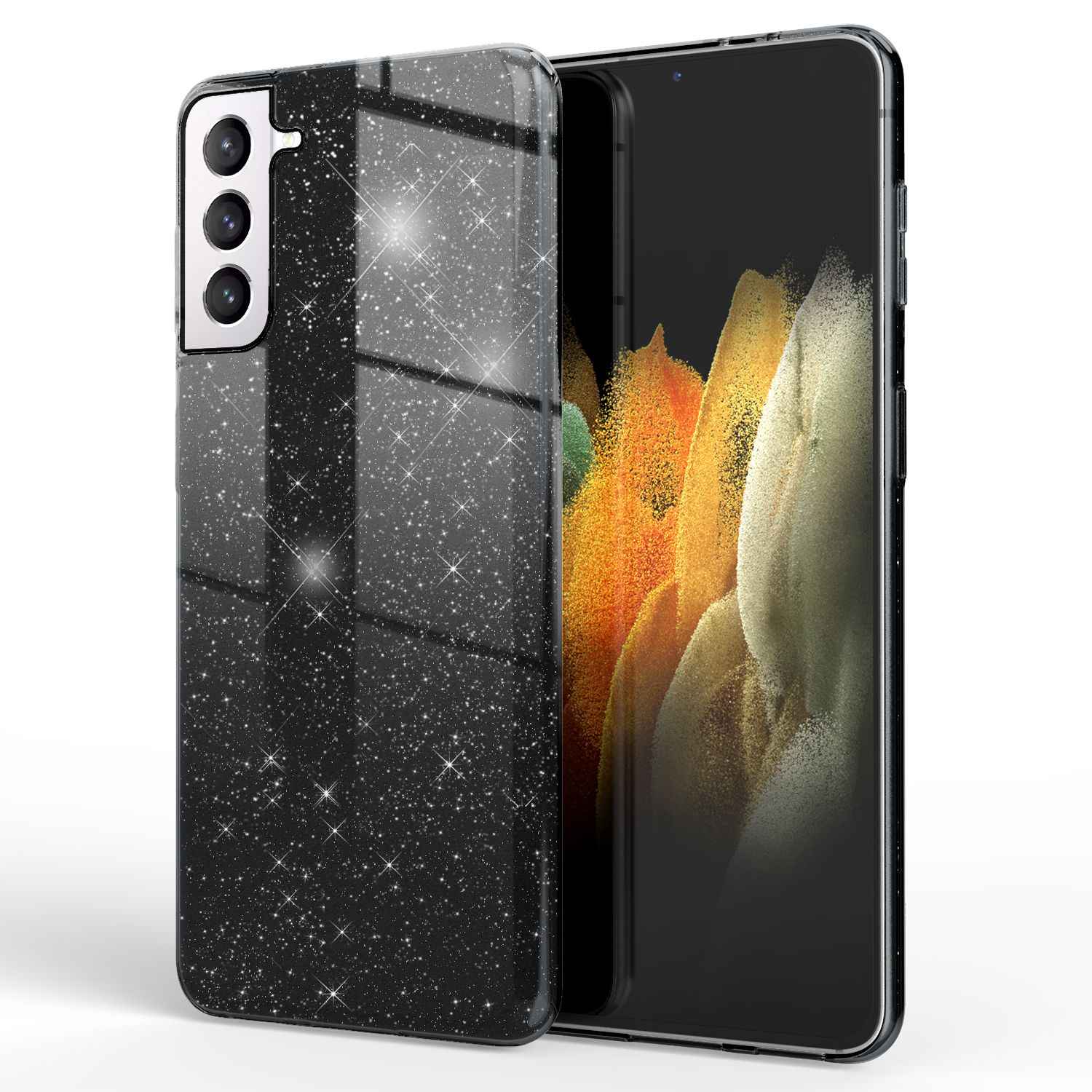 NALIA Glitzer Handy Hülle für Samsung Galaxy S21, Strass Diamant Back Cover Etui