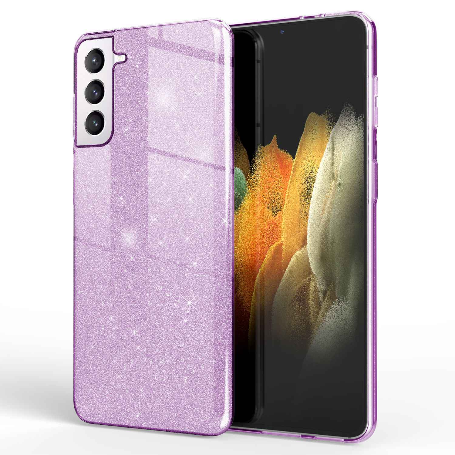 NALIA Glitzer Handy Hülle für Samsung Galaxy S21, Strass Diamant Back Cover Etui