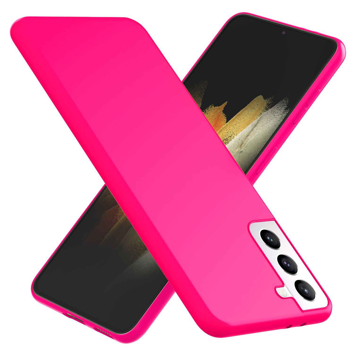 NALIA Neon Handy Hülle für Samsung Galaxy S21, Silikon Case Cover Bumper Etui
