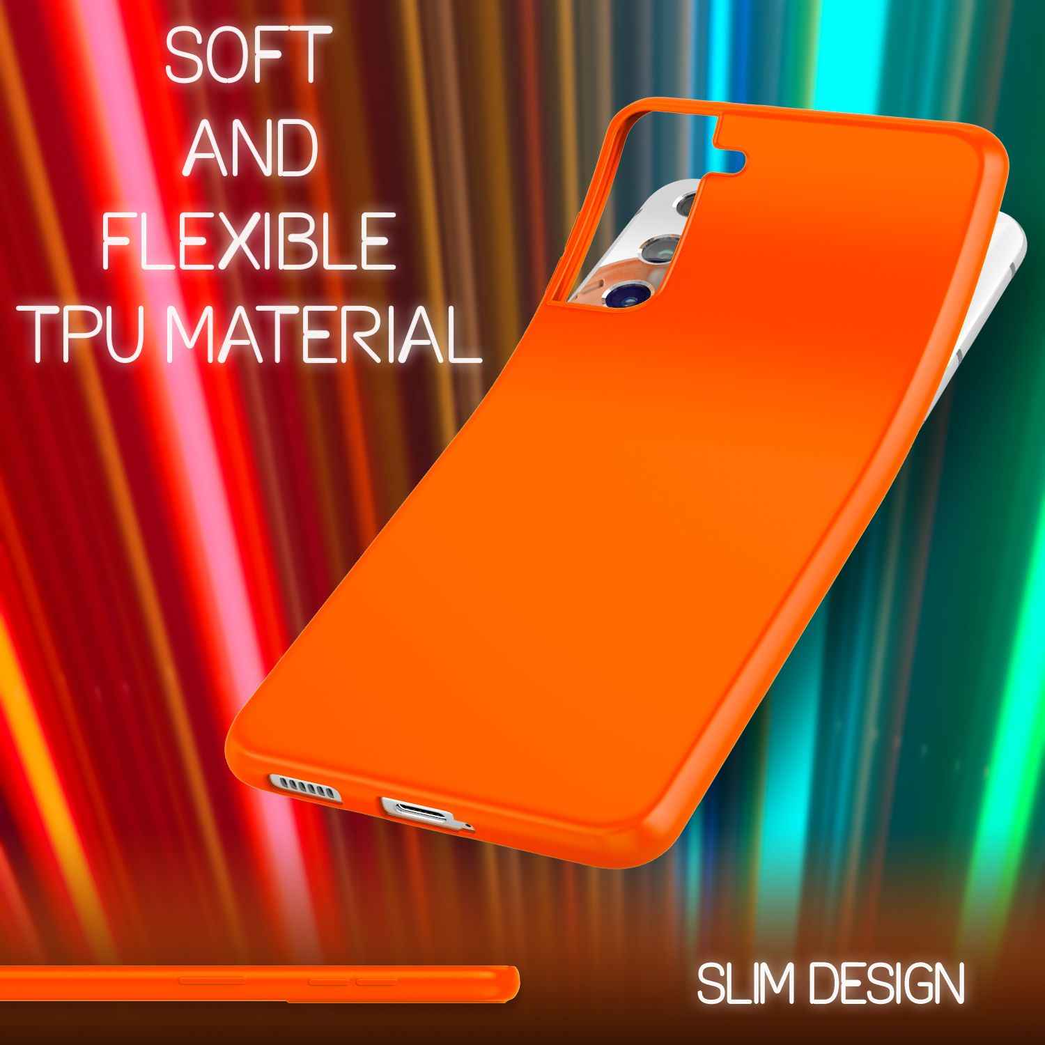 NALIA Neon Handy Hülle für Samsung Galaxy S21, Silikon Case Cover Bumper Etui