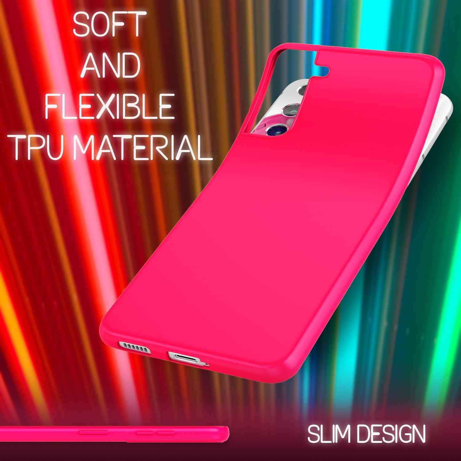 NALIA Neon Handy Hülle für Samsung Galaxy S21, Silikon Case Cover Bumper Etui