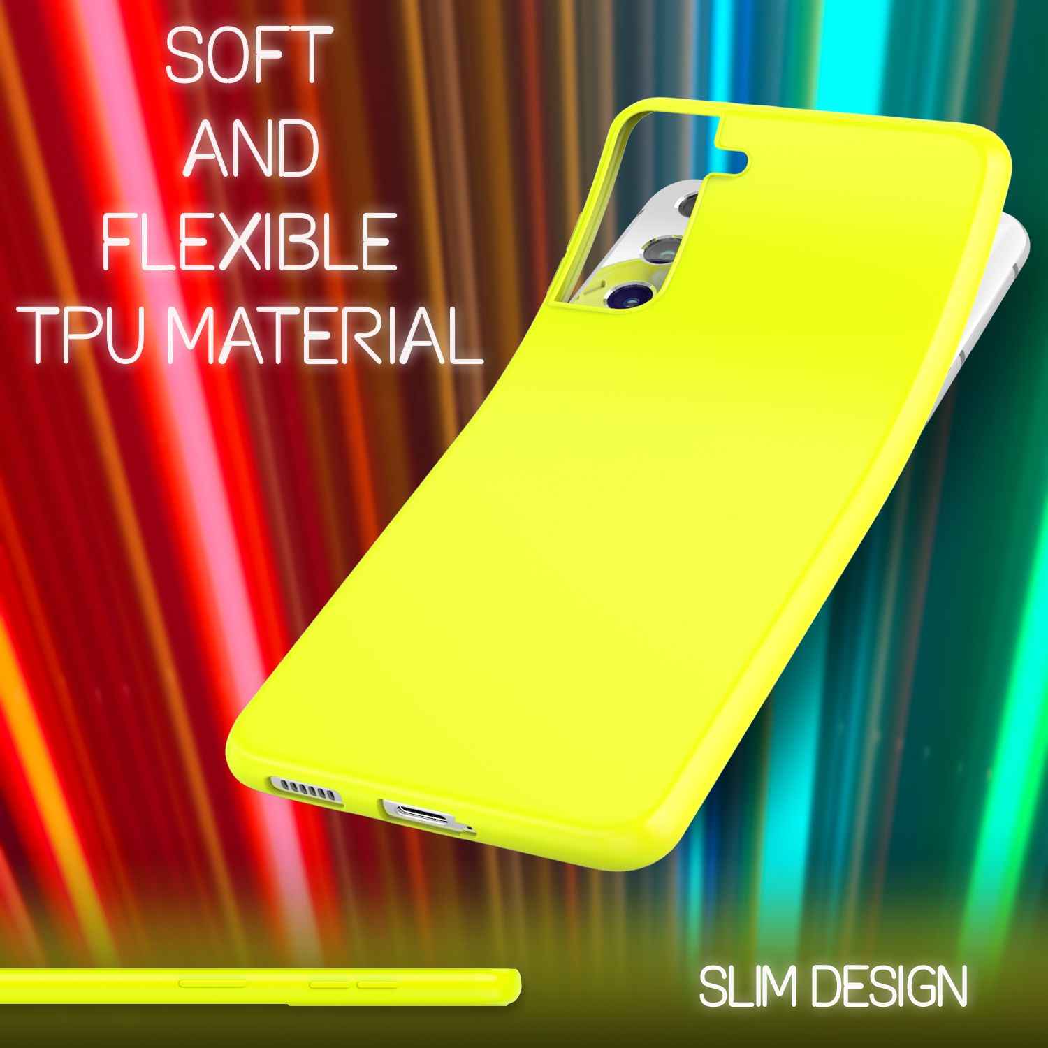 NALIA Neon Handy Hülle für Samsung Galaxy S21, Silikon Case Cover Bumper Etui