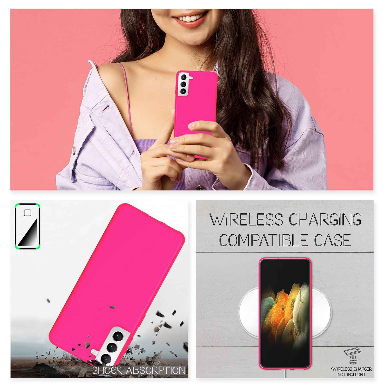 NALIA Neon Handy Hülle für Samsung Galaxy S21, Silikon Case Cover Bumper Etui