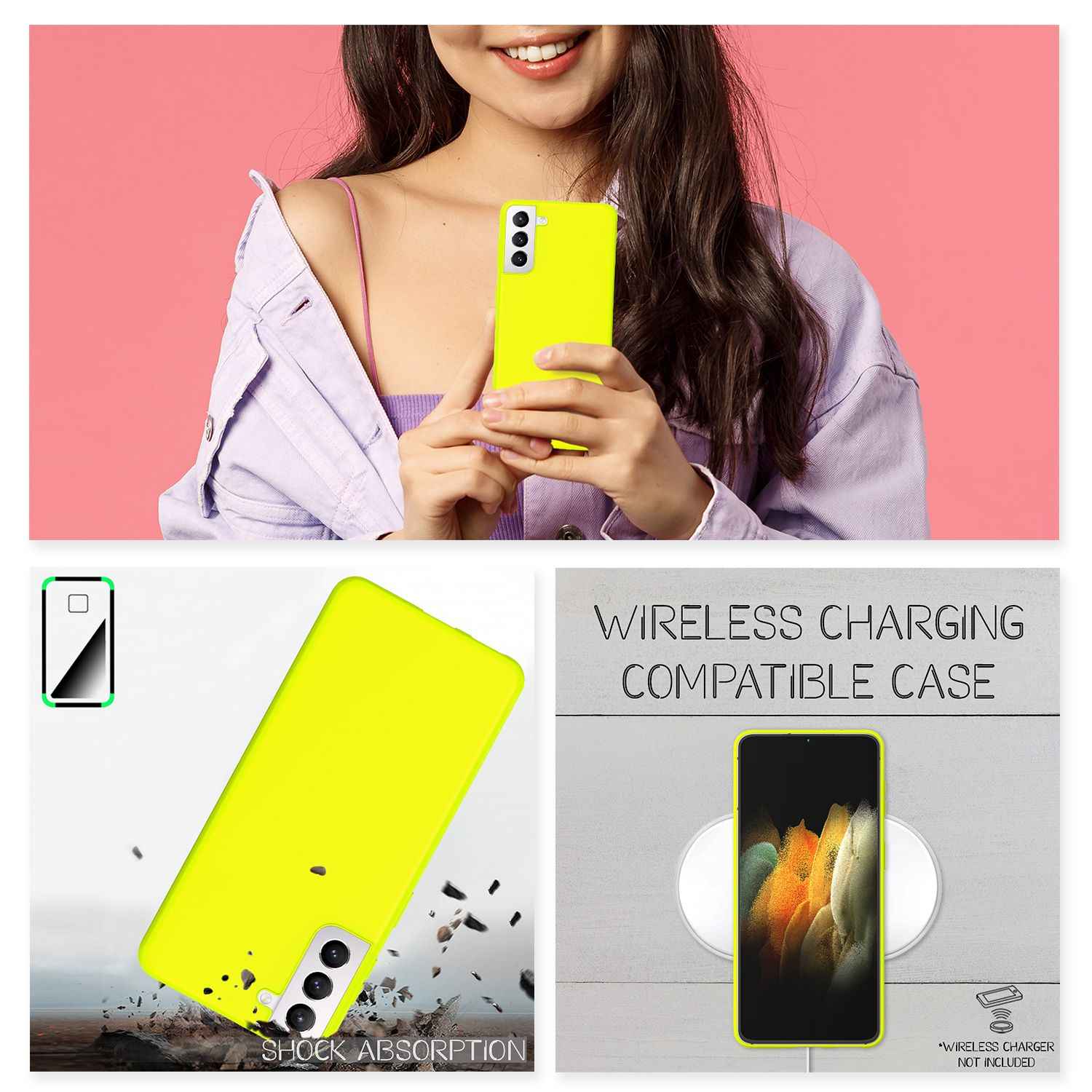 NALIA Neon Handy Hülle für Samsung Galaxy S21, Silikon Case Cover Bumper Etui