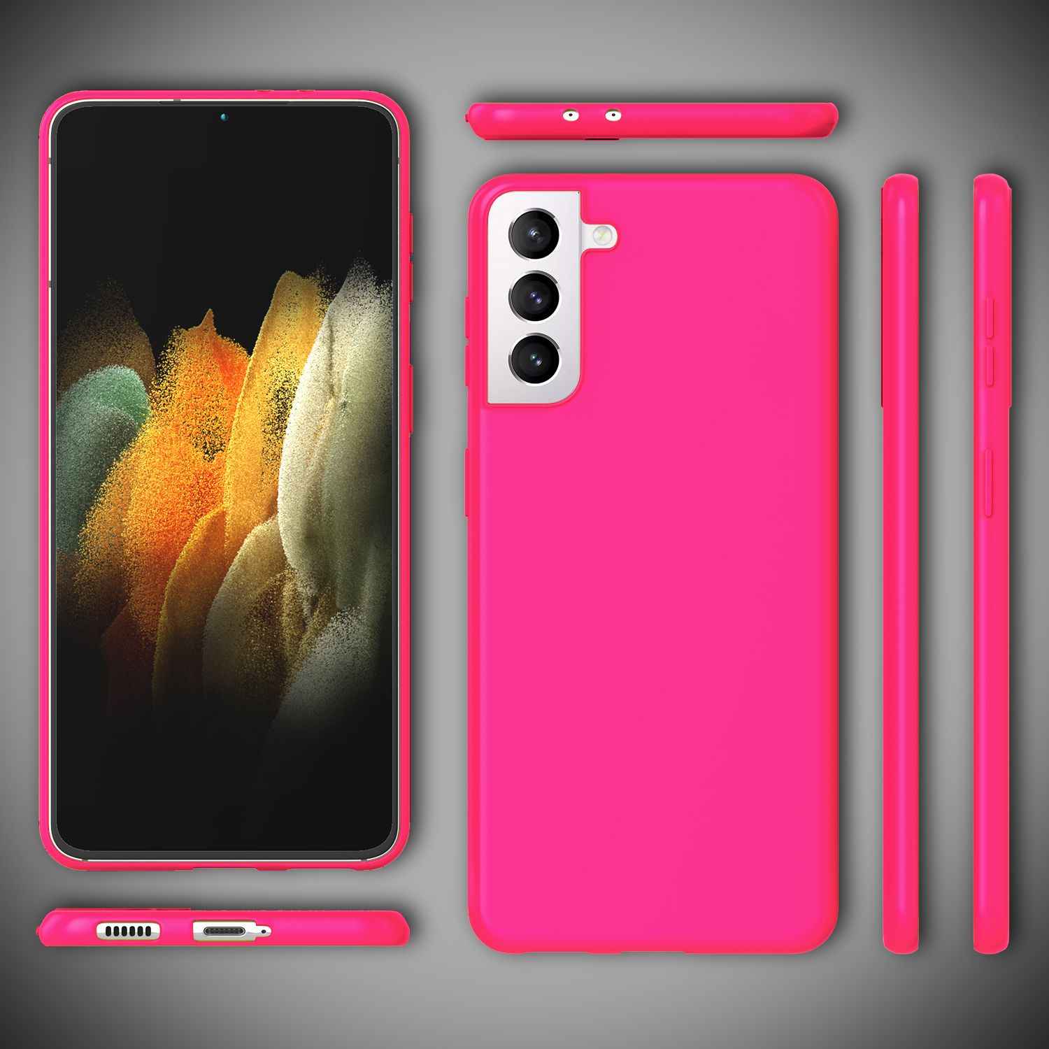 NALIA Neon Handy Hülle für Samsung Galaxy S21 Plus, Silikon Case Cover Bumper