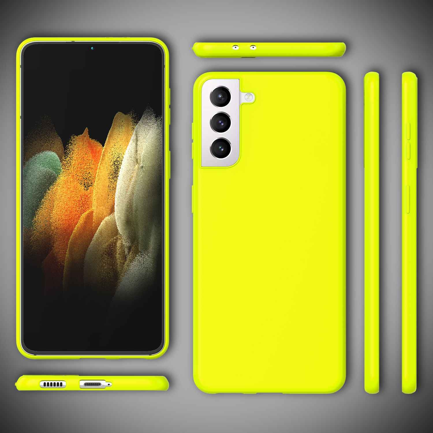 NALIA Neon Handy Hülle für Samsung Galaxy S21 Plus, Silikon Case Cover Bumper